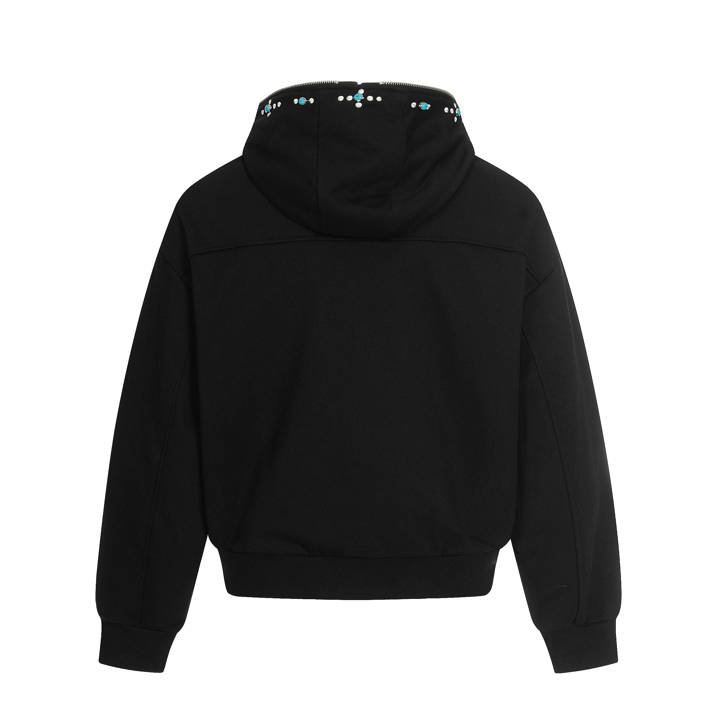 STARRVAINT Minimal Dot-Detail Zip Hoodie