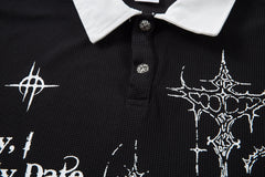 STARRVAINT Gothic Graphic Polo Shirt