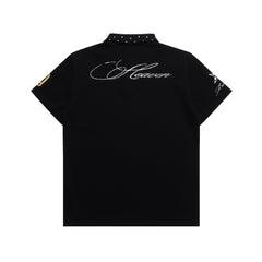 STARRVAINT Studded Collar Polo Shirt