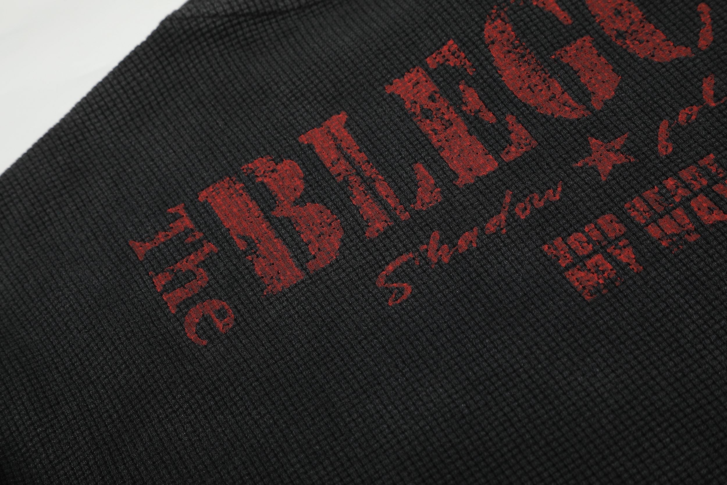 STARRVAINT Vintage Graphic Waffle Long Sleeve Tee