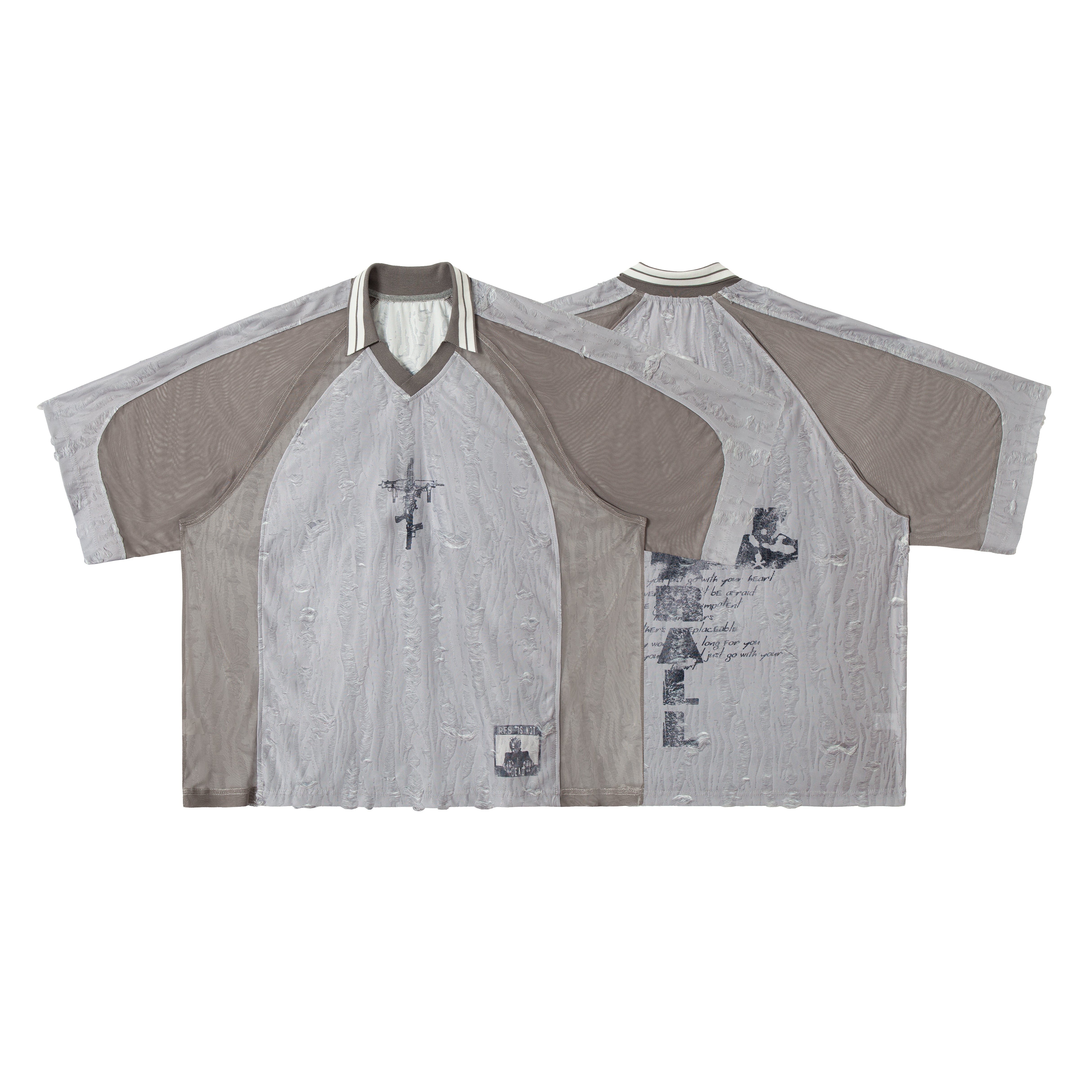 STARRVAINT Textured Mesh Patchwork Tee