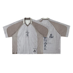 STARRVAINT Textured Mesh Patchwork Tee