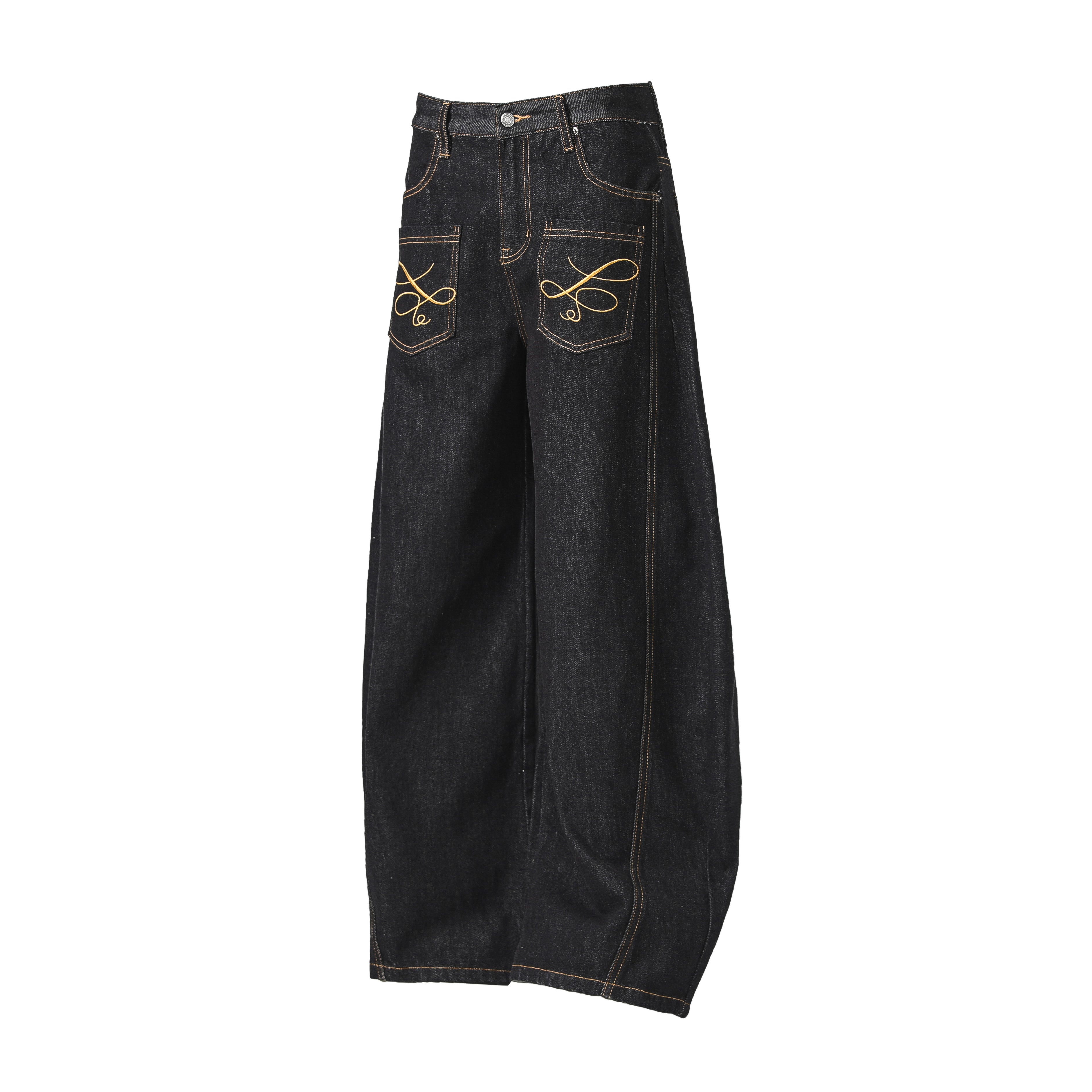 STARRVAINT Embroidered Pocket Wide-Leg Jeans