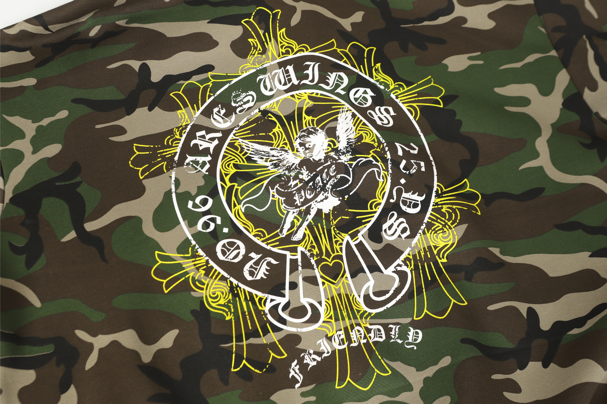 STARRVAINT Camo Angel Graphic Zip Hoodie