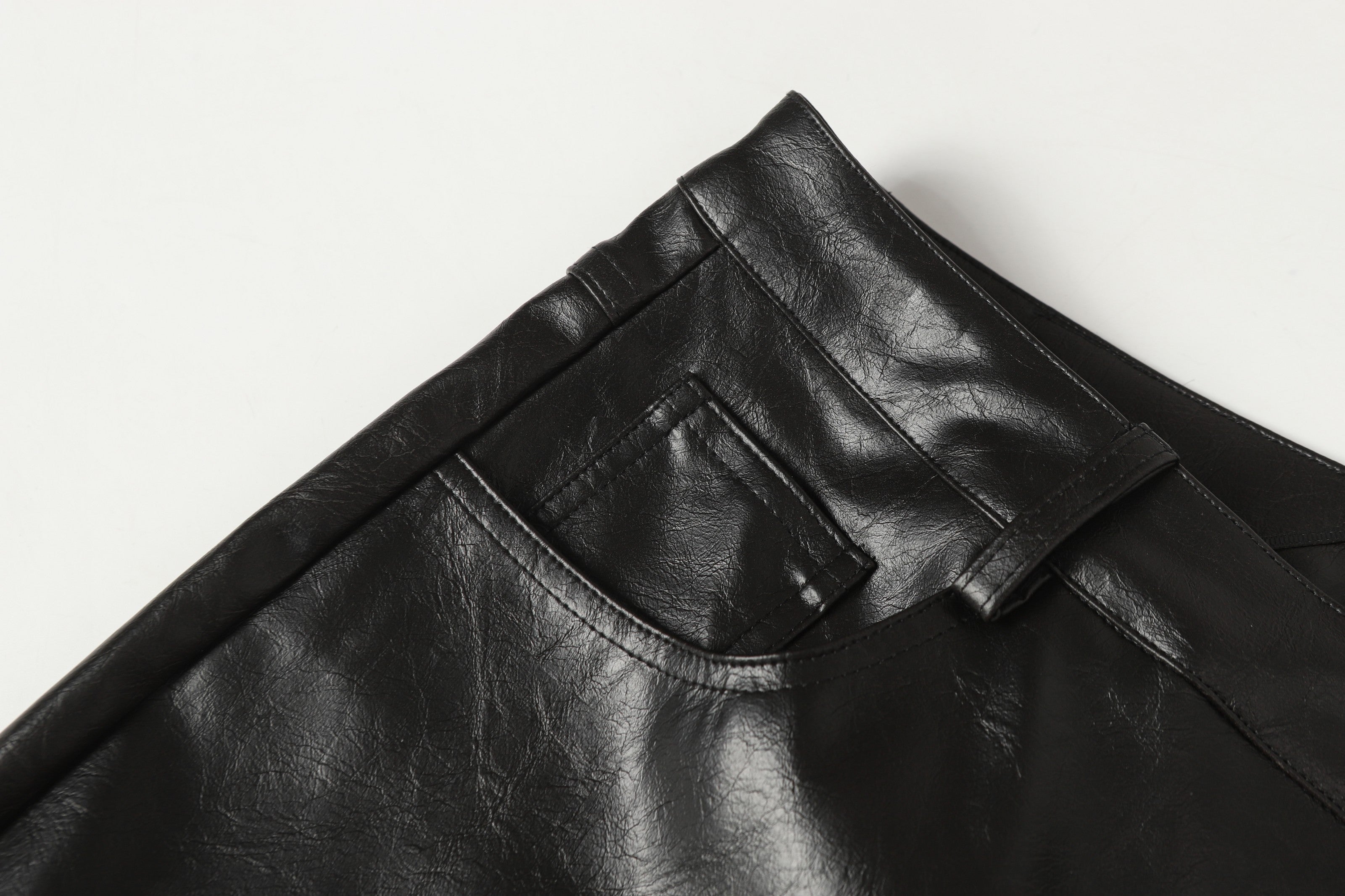 STARRVAINT Web Embossed PU Wide-Leg Pants