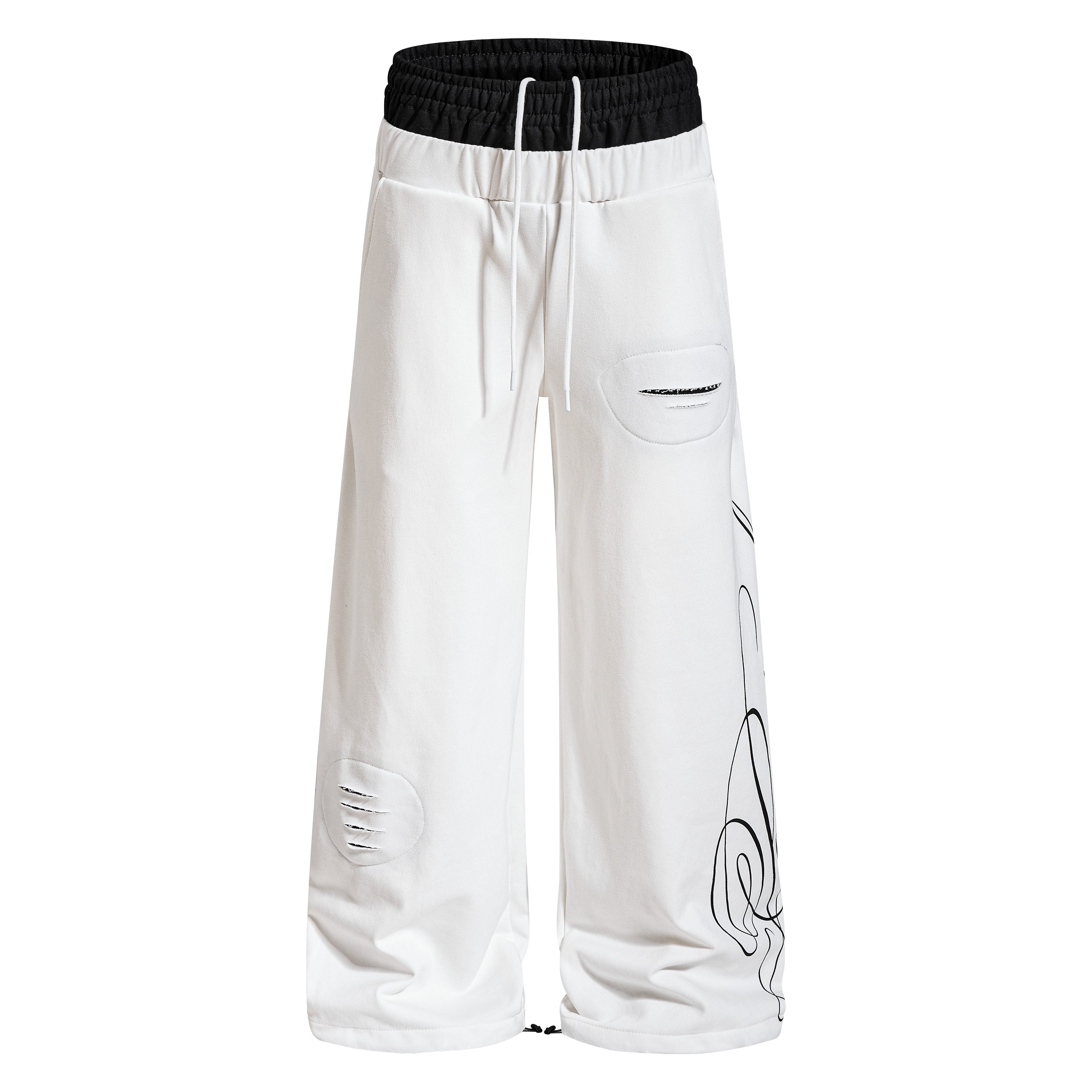 STARRVAINT “Distressed Panel Wide-Leg Sweatpants”