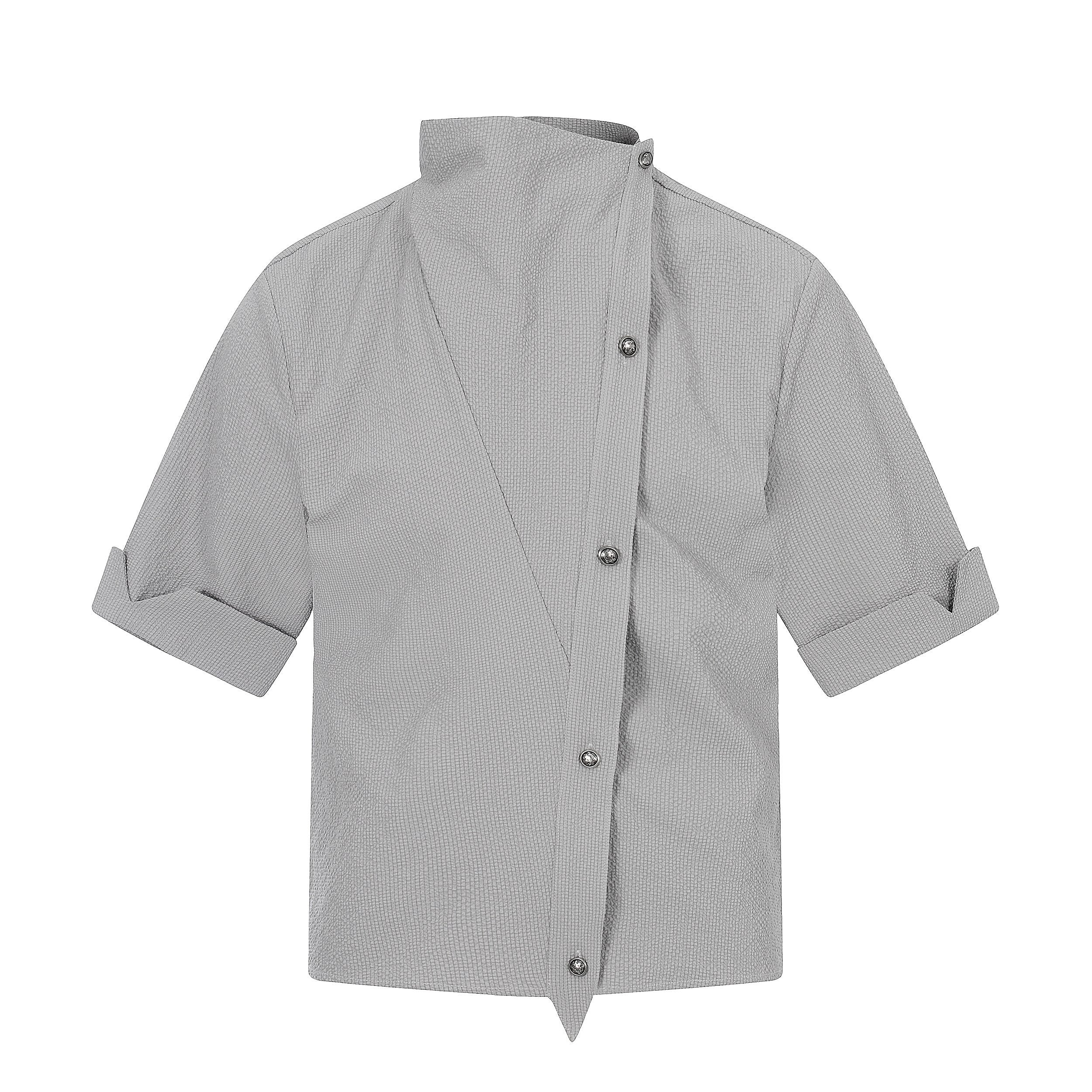 STARRVAINT “Asymmetrical Stand-Collar Shirt”