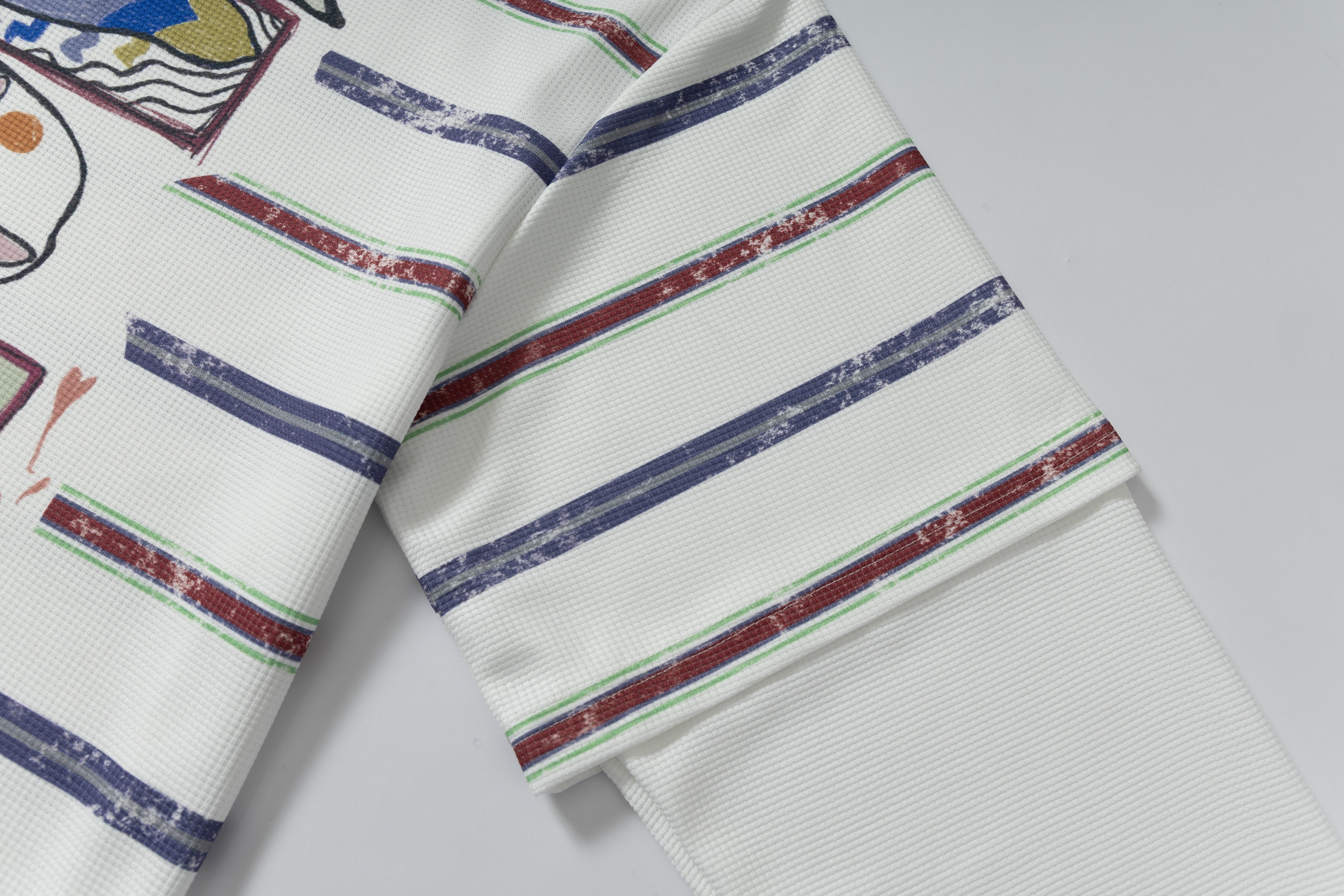STARRVAINT Abstract Stripe Long-Sleeve Polo Shirt