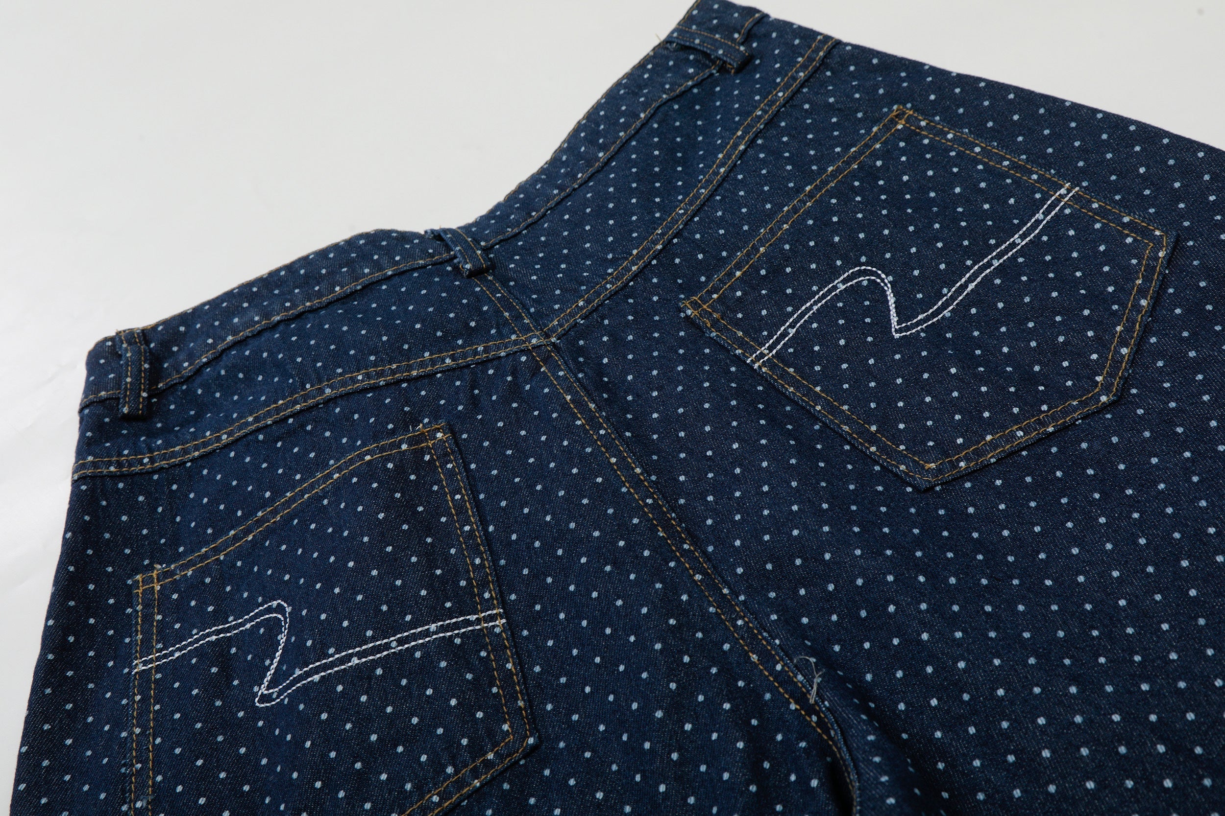 STARRVAINT Polka Dot Denim Cargo Shorts