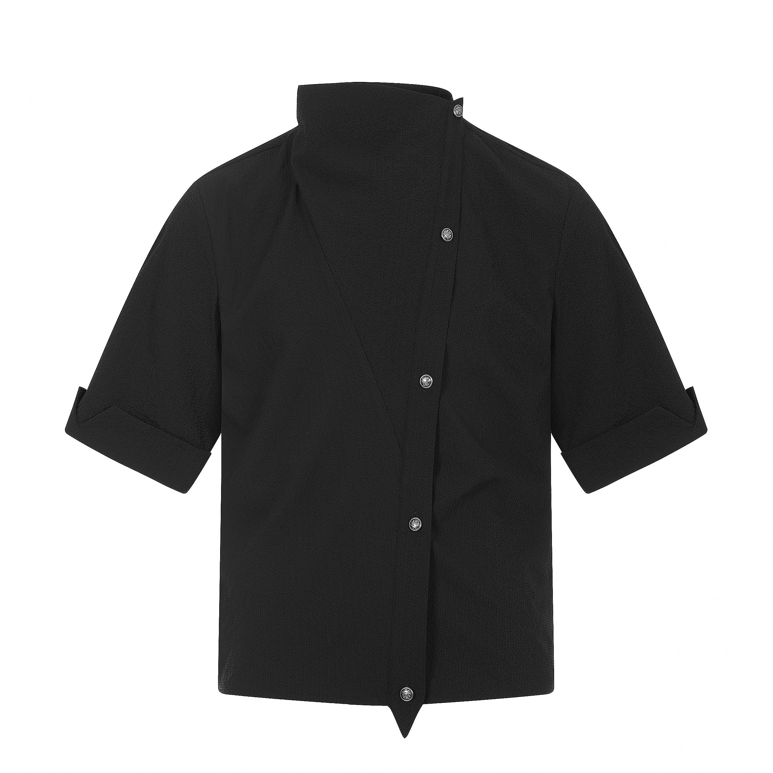 STARRVAINT “Asymmetrical Stand-Collar Shirt”