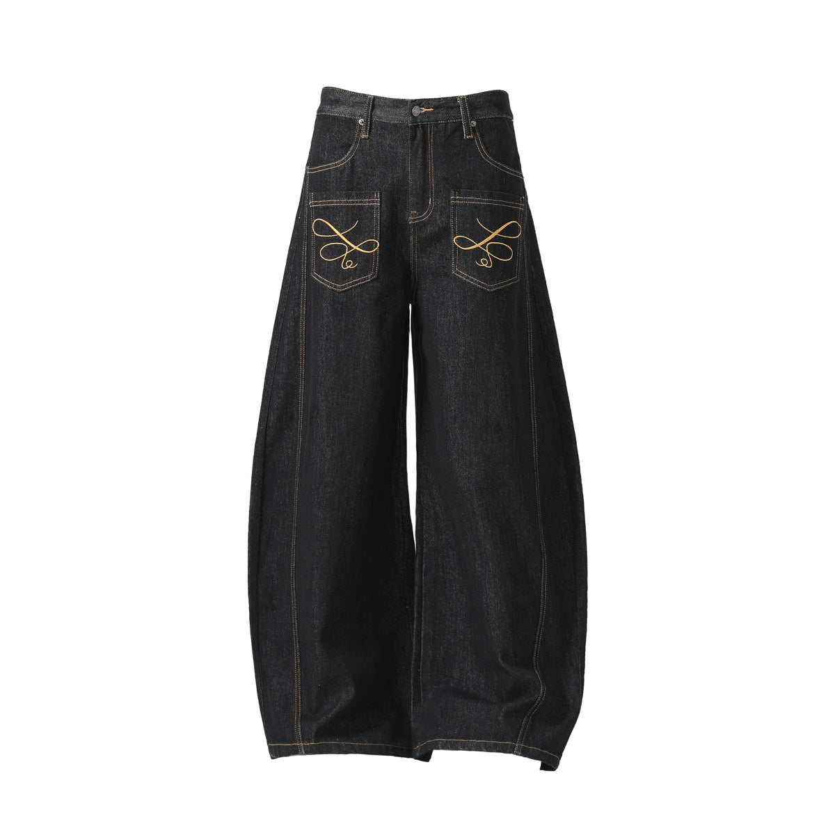 STARRVAINT Embroidered Pocket Wide-Leg Jeans