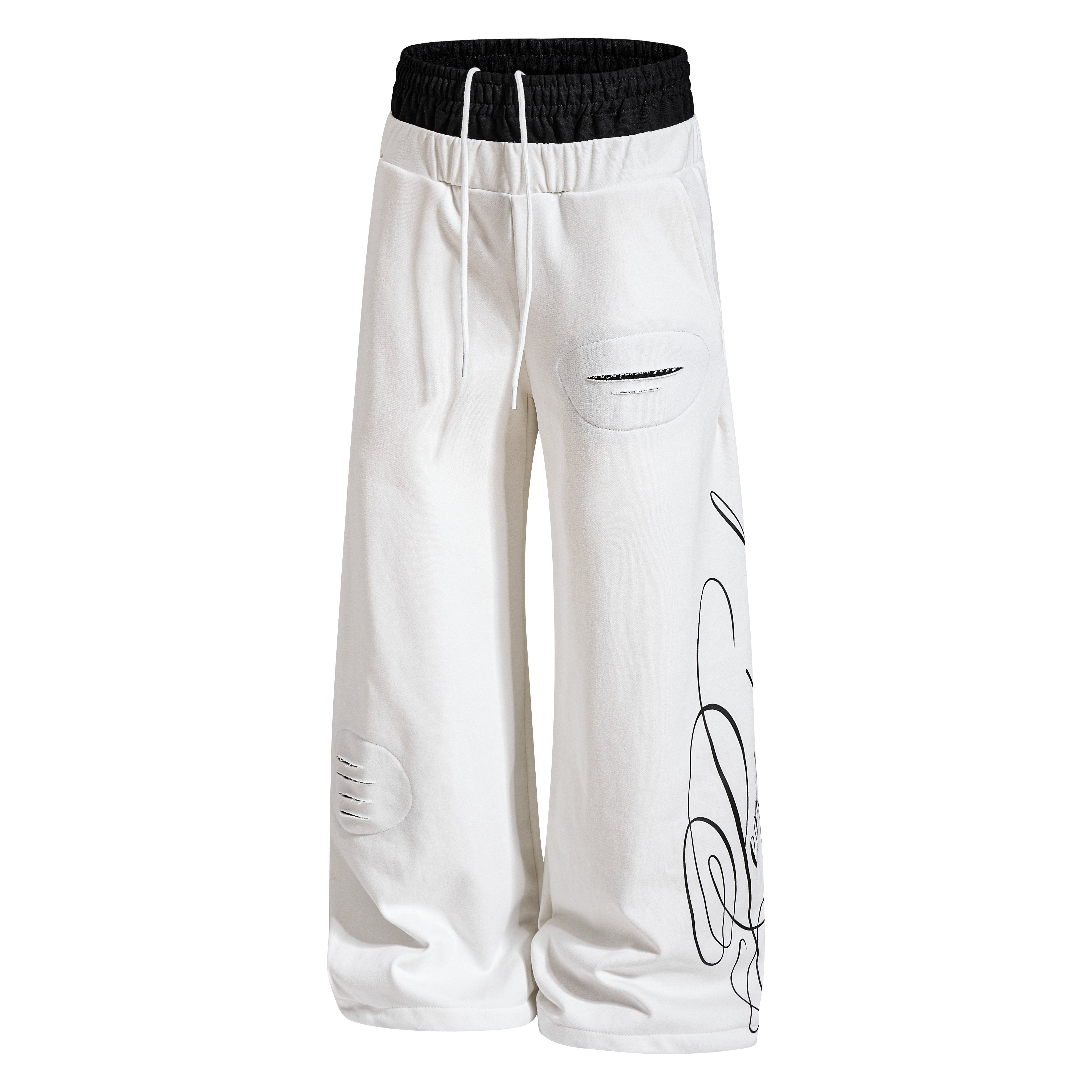 STARRVAINT “Distressed Panel Wide-Leg Sweatpants”