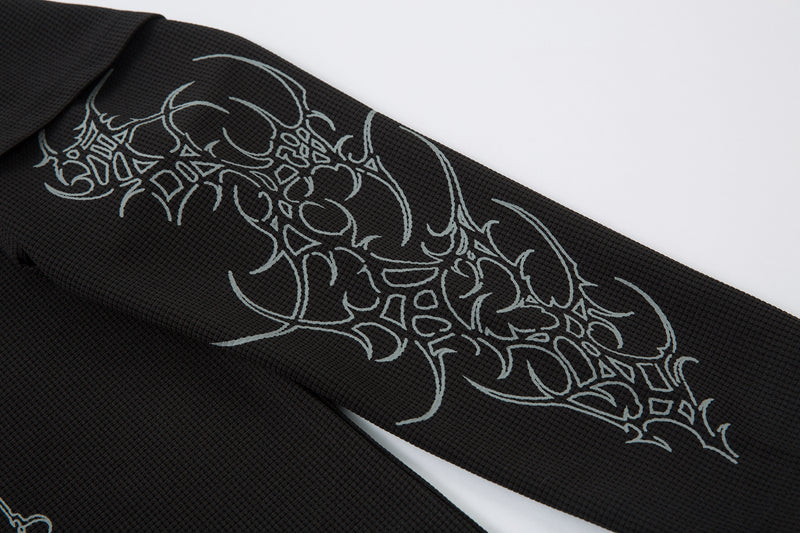 STARRVAINT Barbed Poetry Layered Collar Long Sleeve Polo