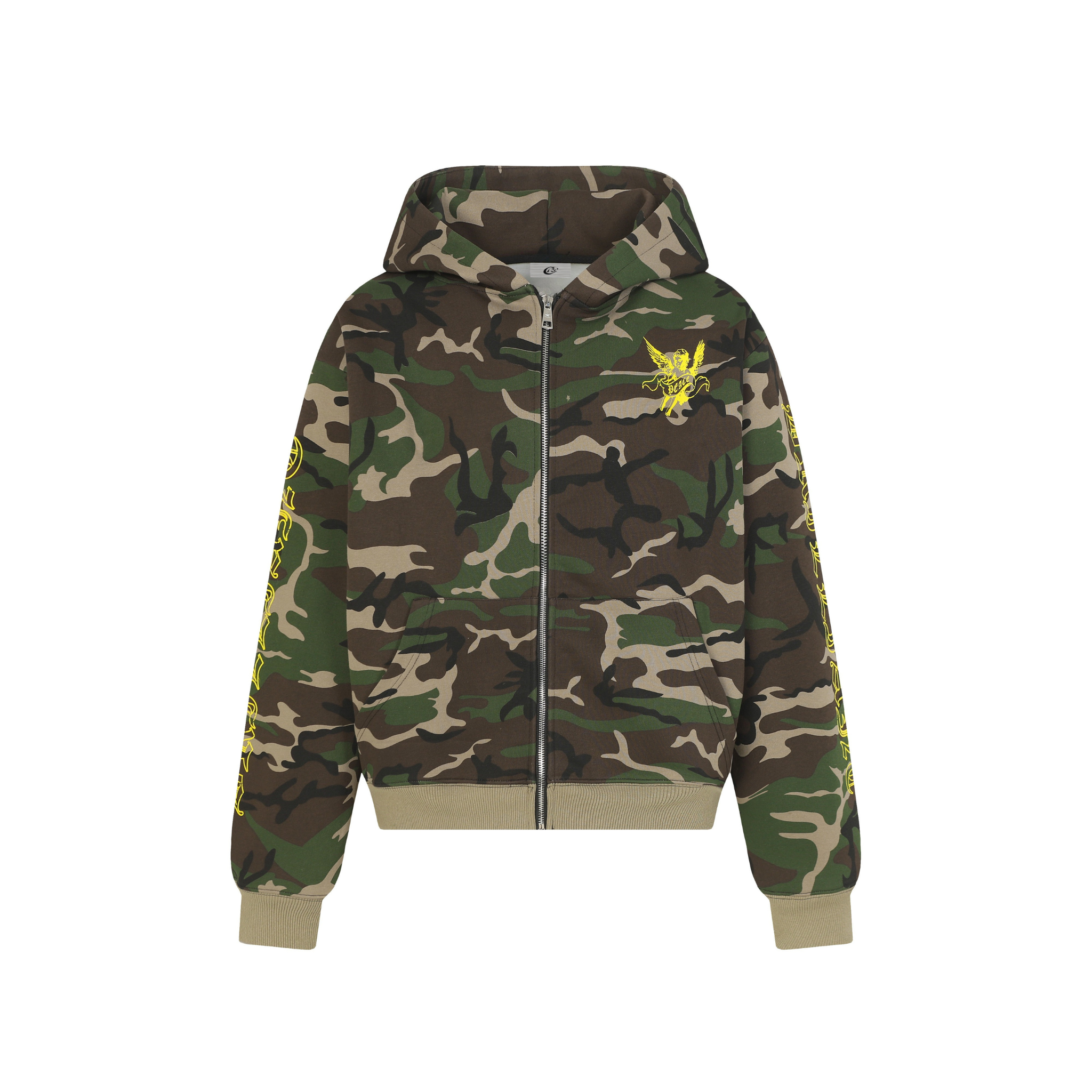 STARRVAINT Camo Angel Graphic Zip Hoodie