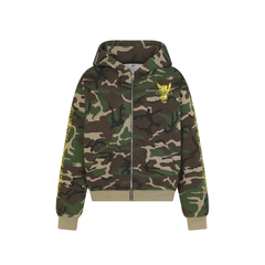 STARRVAINT Camo Angel Graphic Zip Hoodie