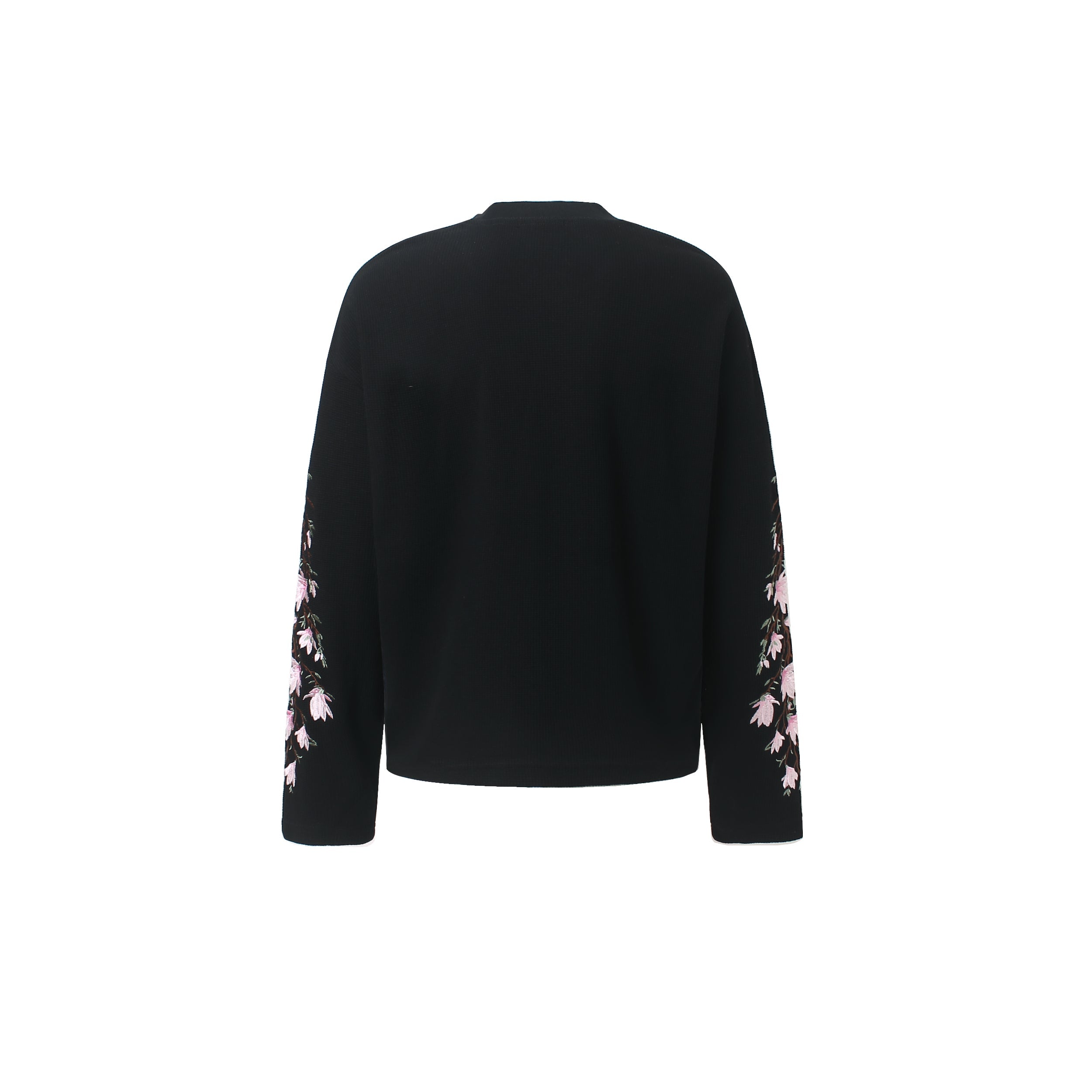 STARRVAINT Floral Sleeve Waffle Long Sleeve