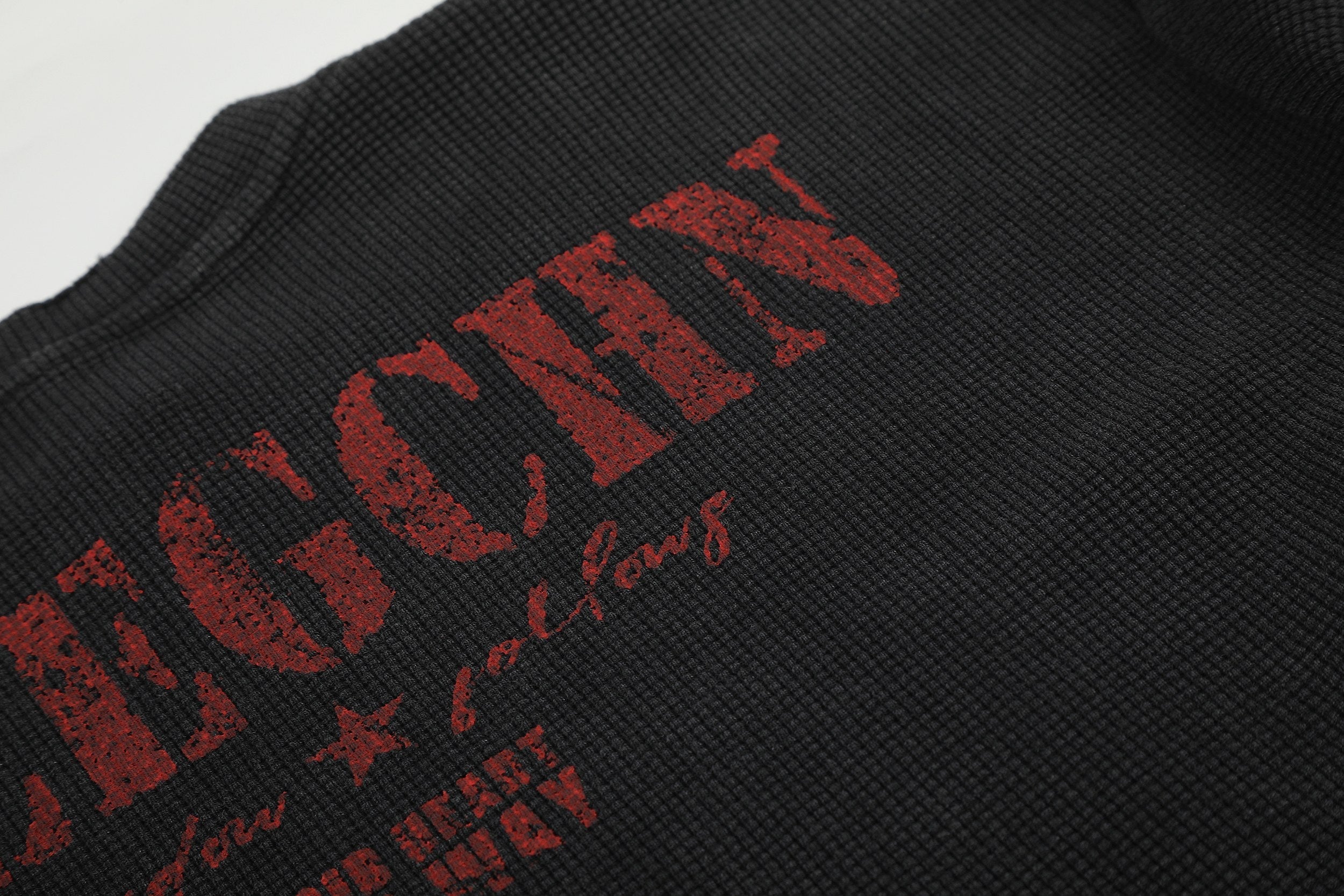 STARRVAINT Vintage Graphic Waffle Long Sleeve Tee