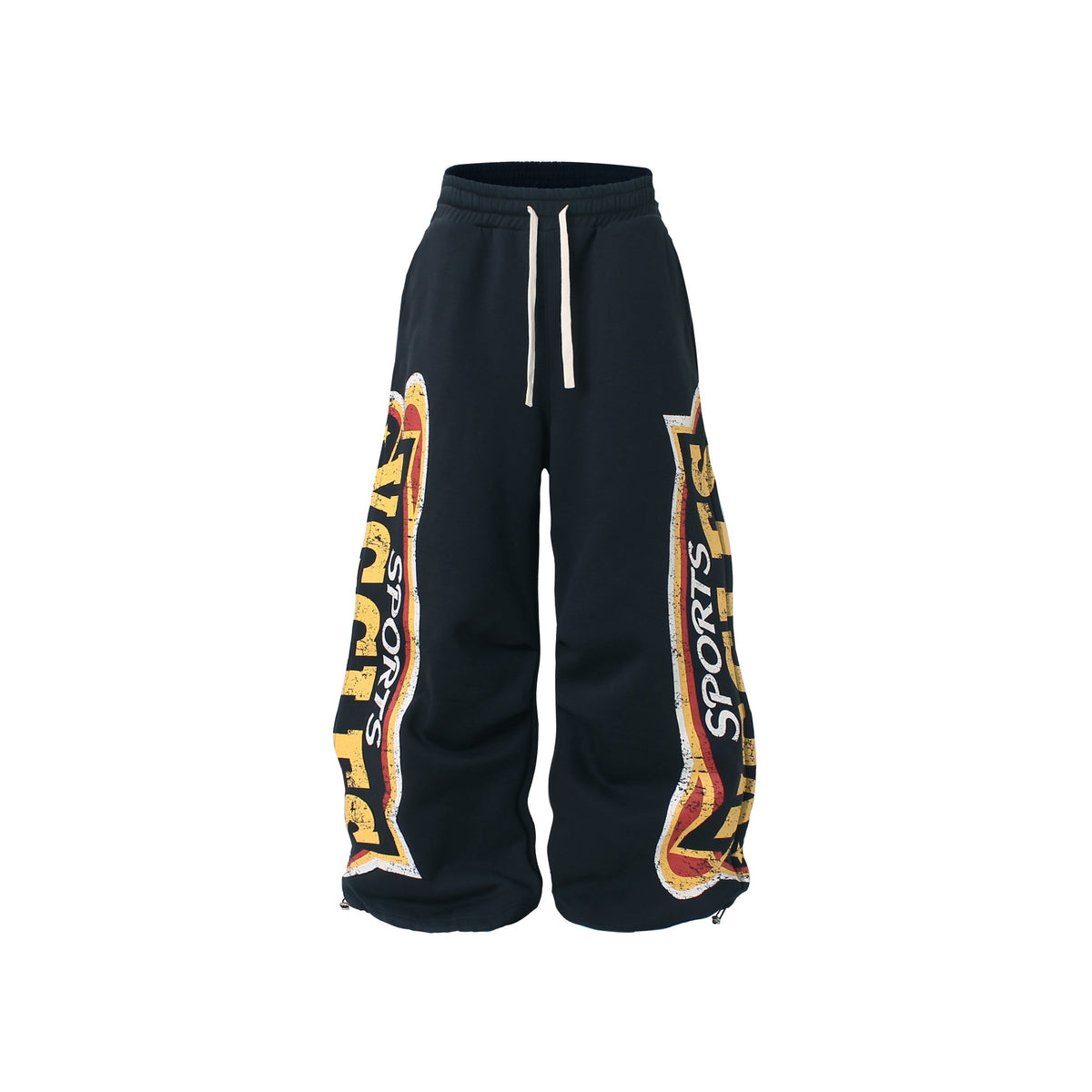 STARRVAINT Fleece-Lined Sports Letter Wide-Leg Sweatpants