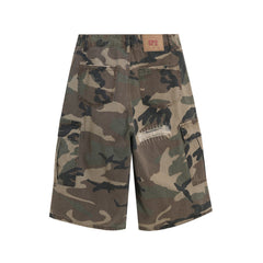 STARRVAINT Distressed Camo Cargo Shorts