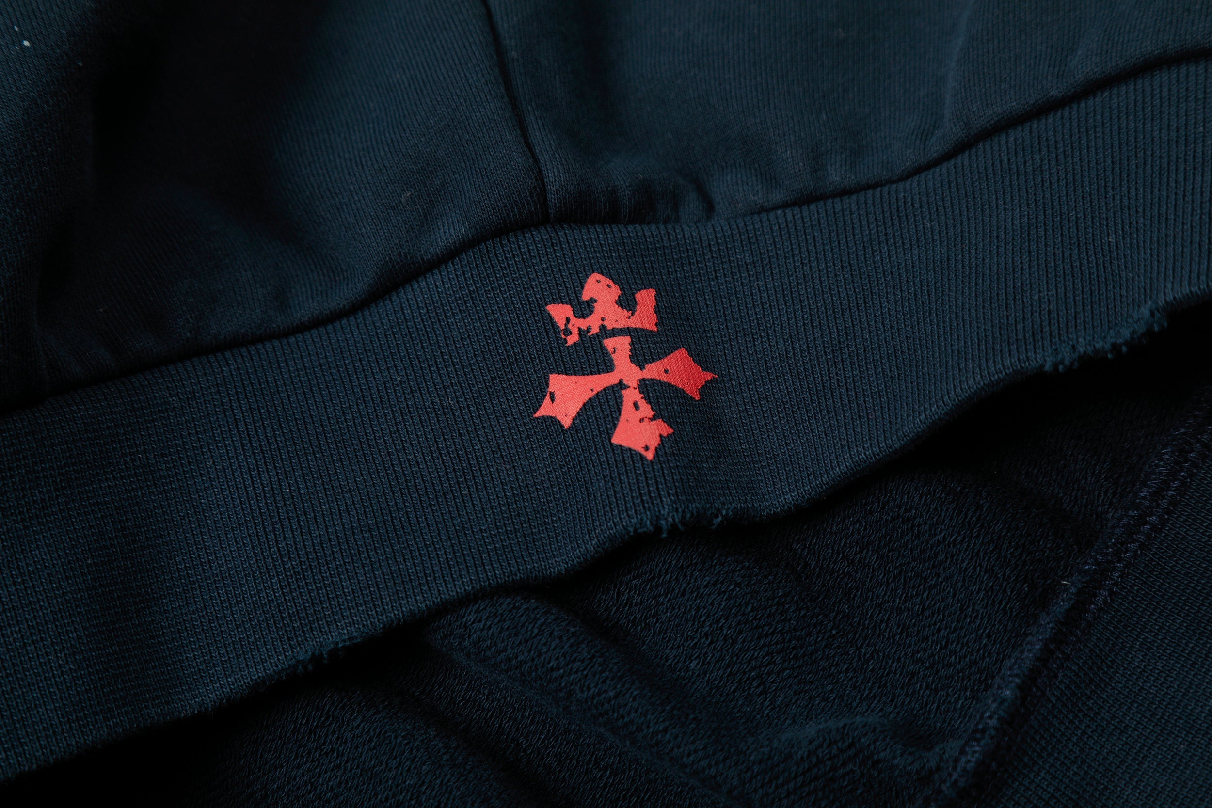 STARRVAINT Distressed Crest Zip-Up Hoodie