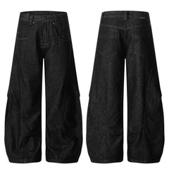 STARRVAINT Structured Panel Balloon Wide-Leg Jeans
