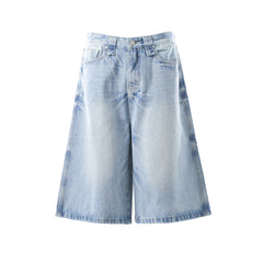 STARRVAINT Vintage Wash Wide-Leg Denim Shorts
