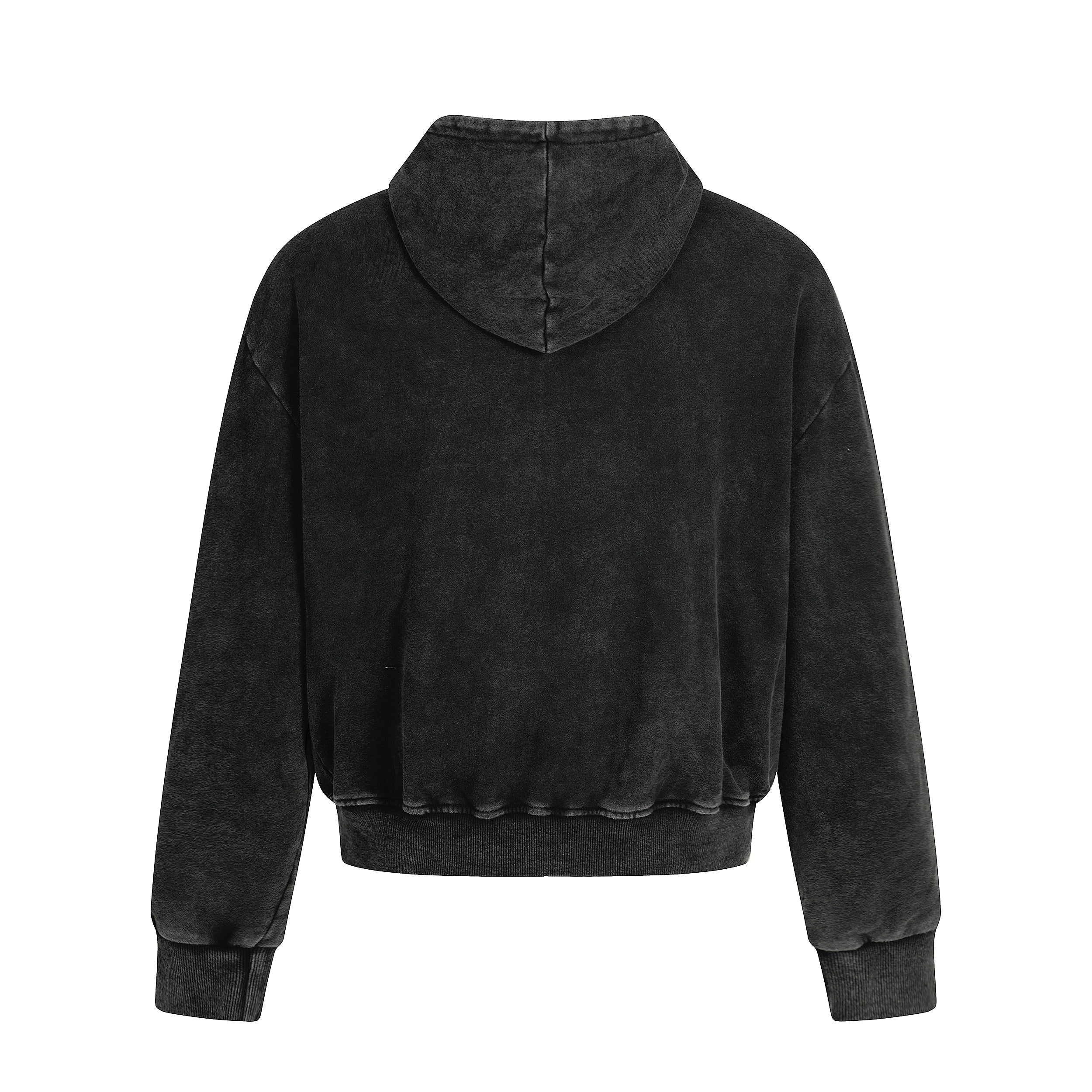 STARRVAINT Asymmetric Zip Washed Hoodie Jacket