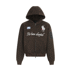 STARRVAINT Leopard Crest Zip Hoodie
