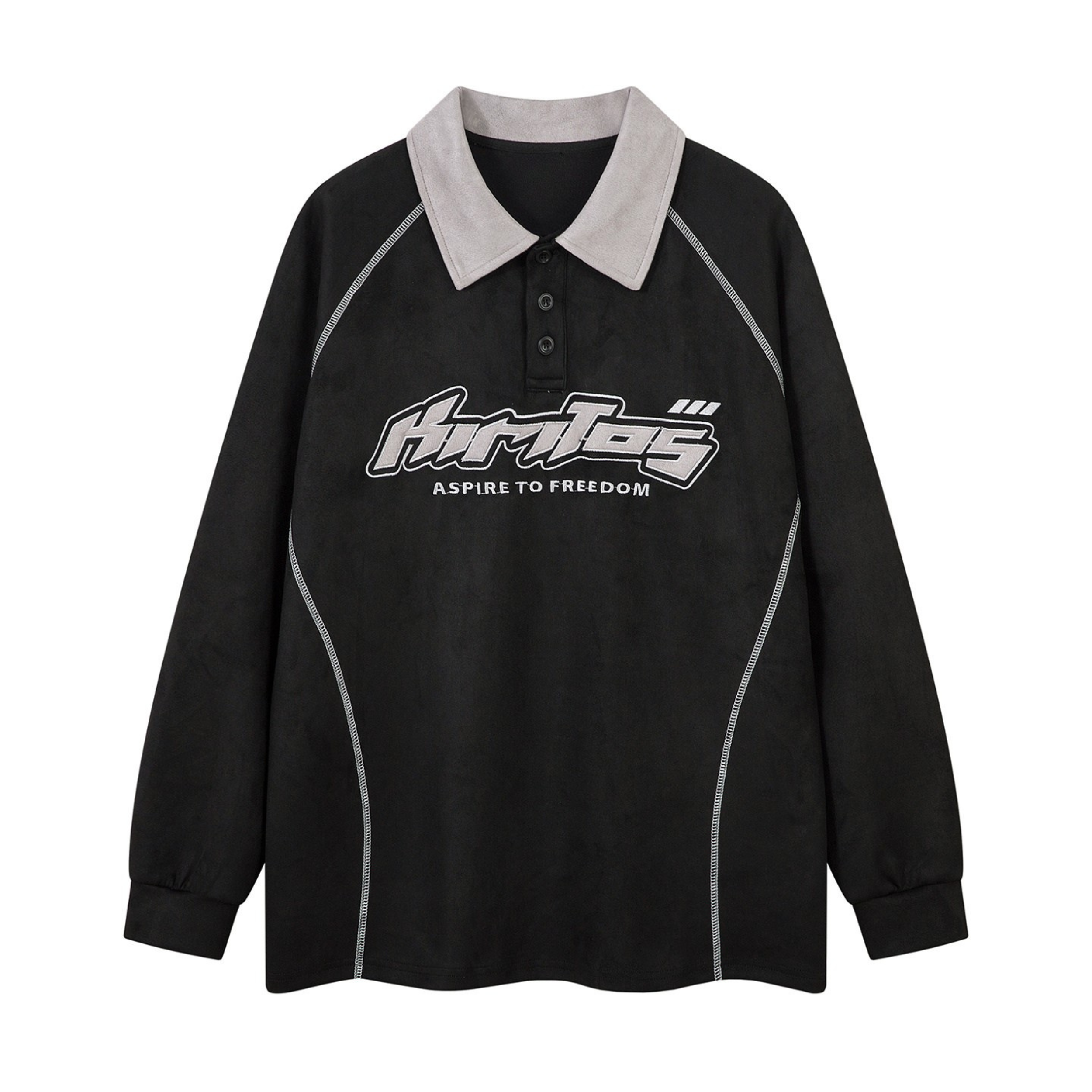 STARRVAINT Contrast Panel Long-Sleeve Polo