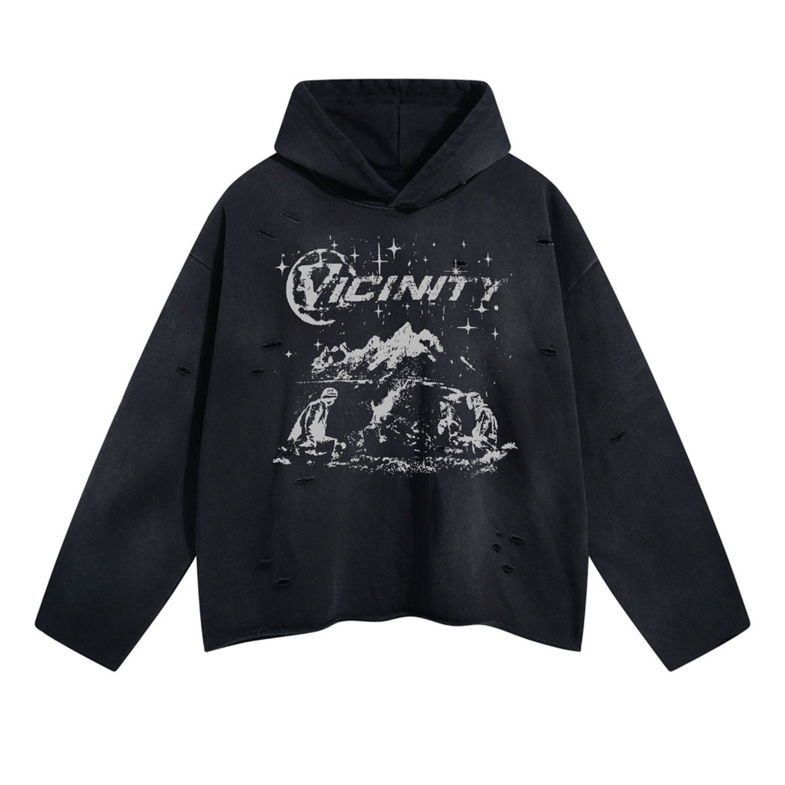 STARRVAINT Graphic Distressed Hoodie