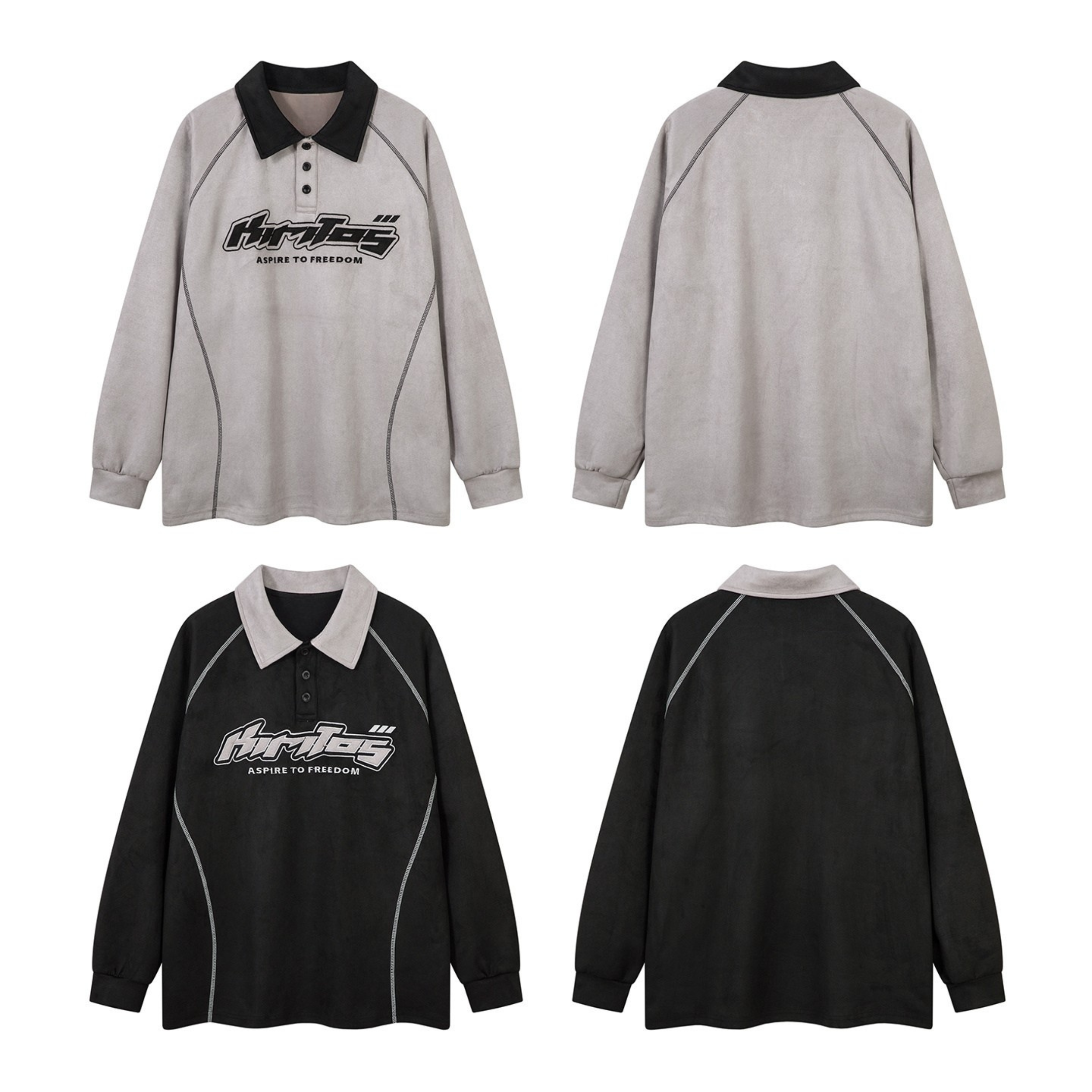 STARRVAINT Contrast Panel Long-Sleeve Polo