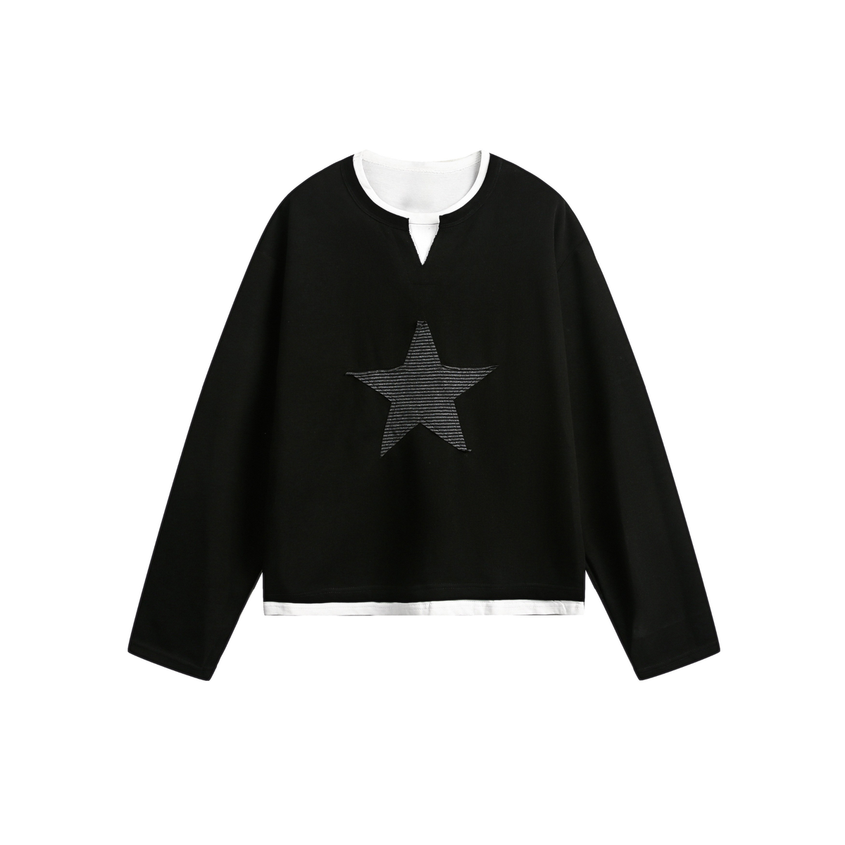 STARRVAINT Star Panel Cropped Cotton Long-Sleeve