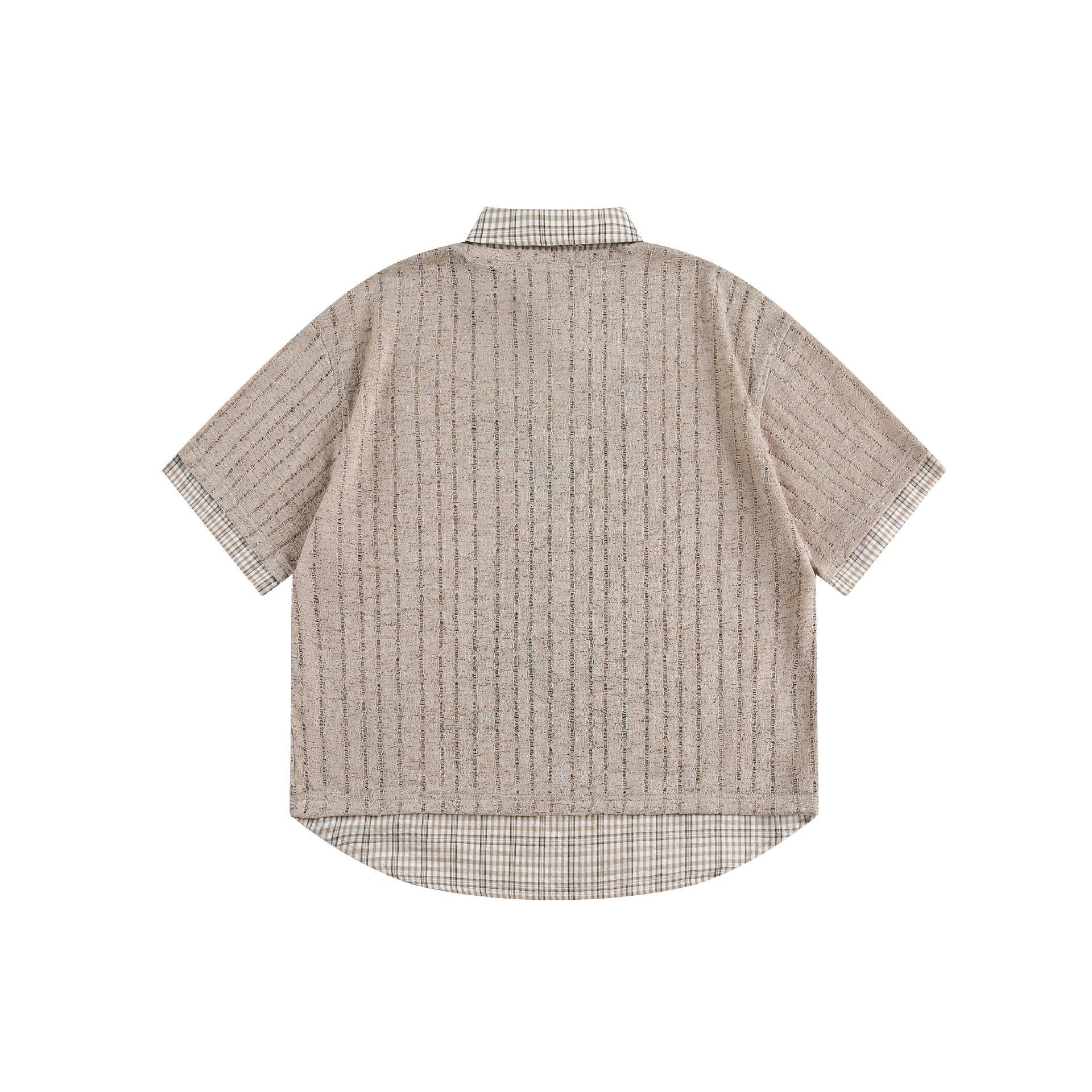 STARRVAINT Plaid Collar Mesh Tee