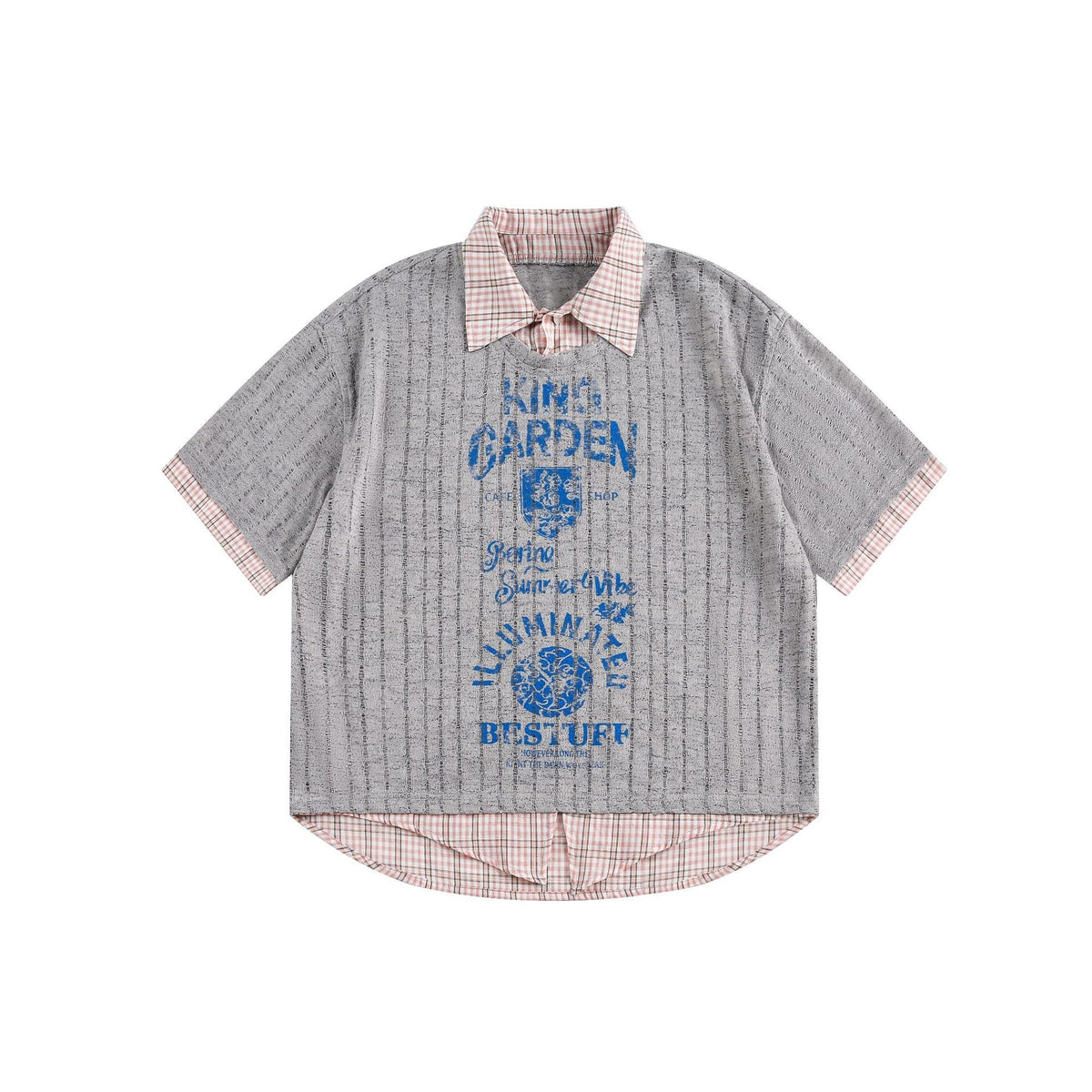 STARRVAINT Plaid Collar Mesh Tee