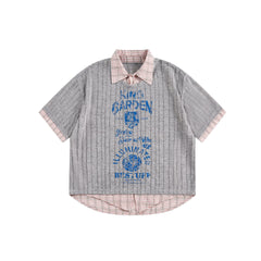 STARRVAINT Plaid Collar Mesh Tee