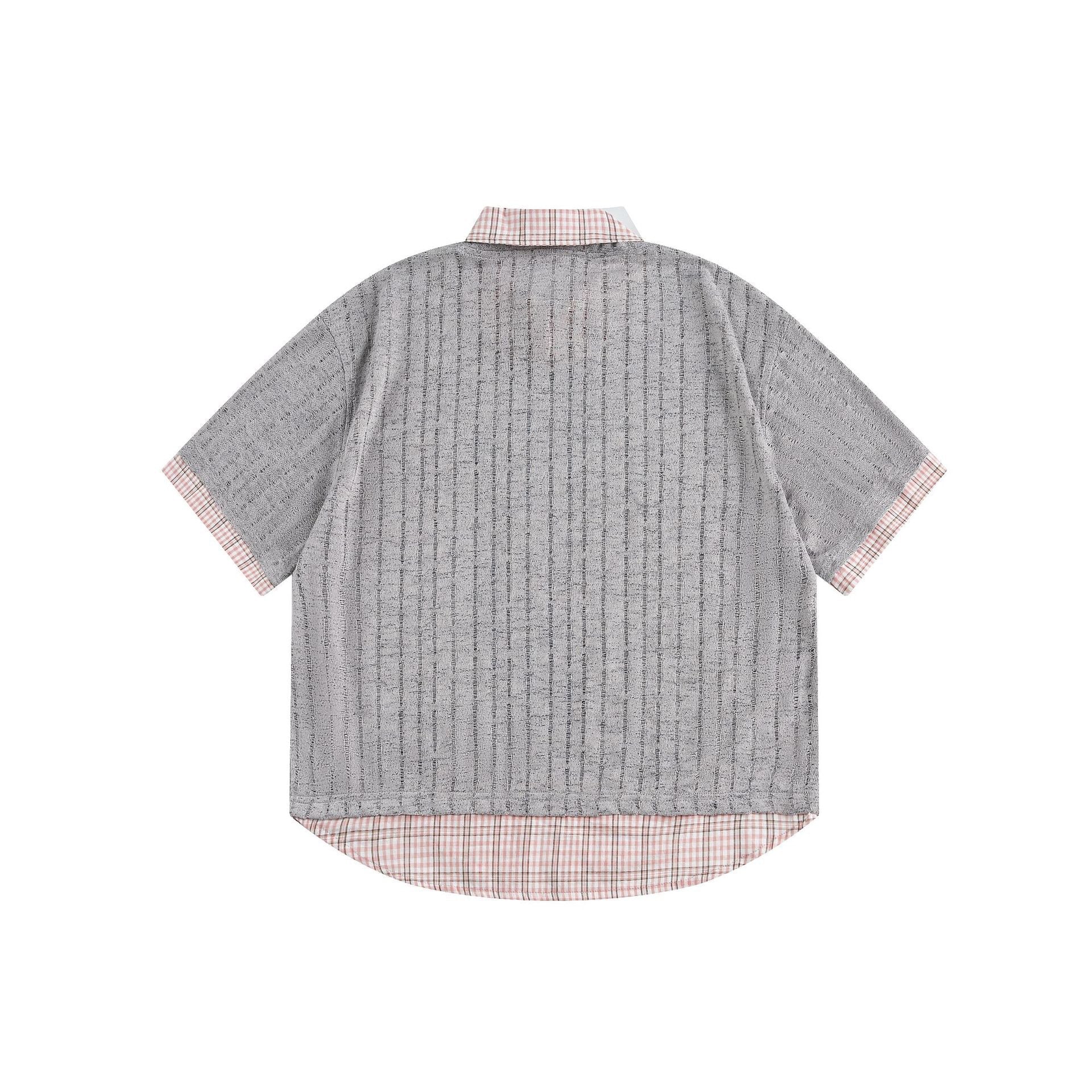 STARRVAINT Plaid Collar Mesh Tee