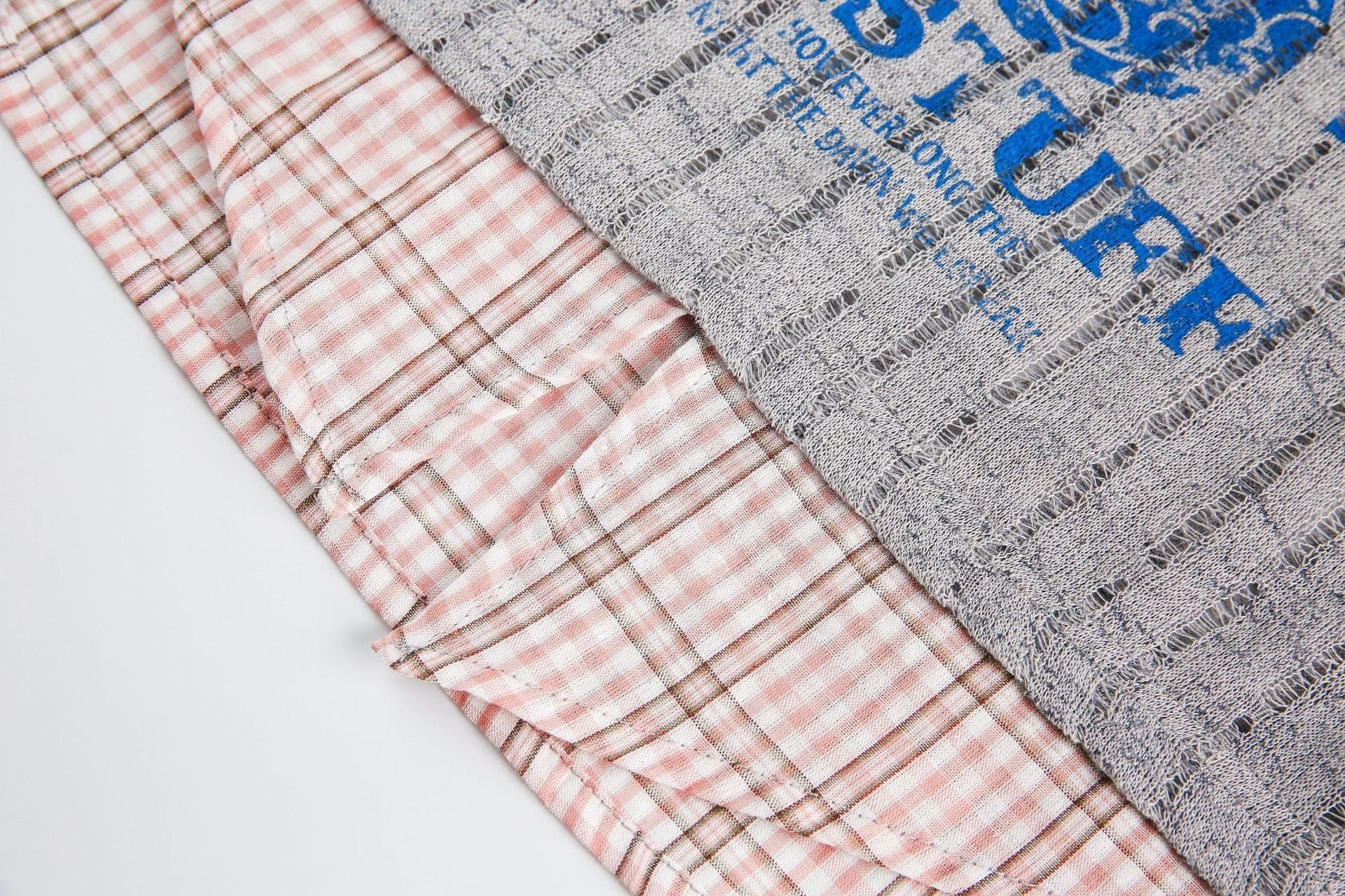 STARRVAINT Plaid Collar Mesh Tee