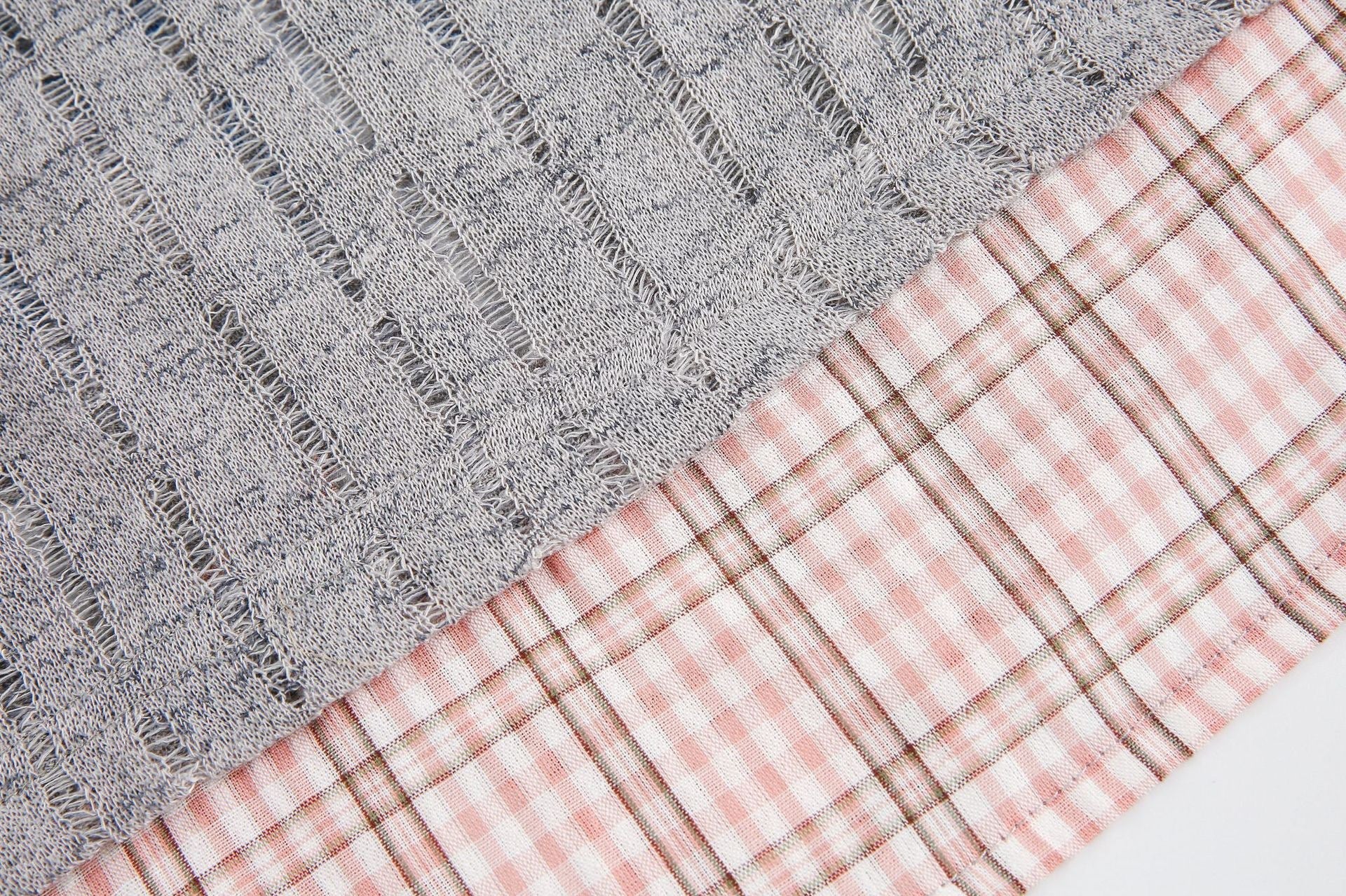 STARRVAINT Plaid Collar Mesh Tee