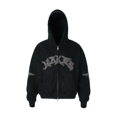 STARRVAINT Washed Logo Zip-Up Hoodie