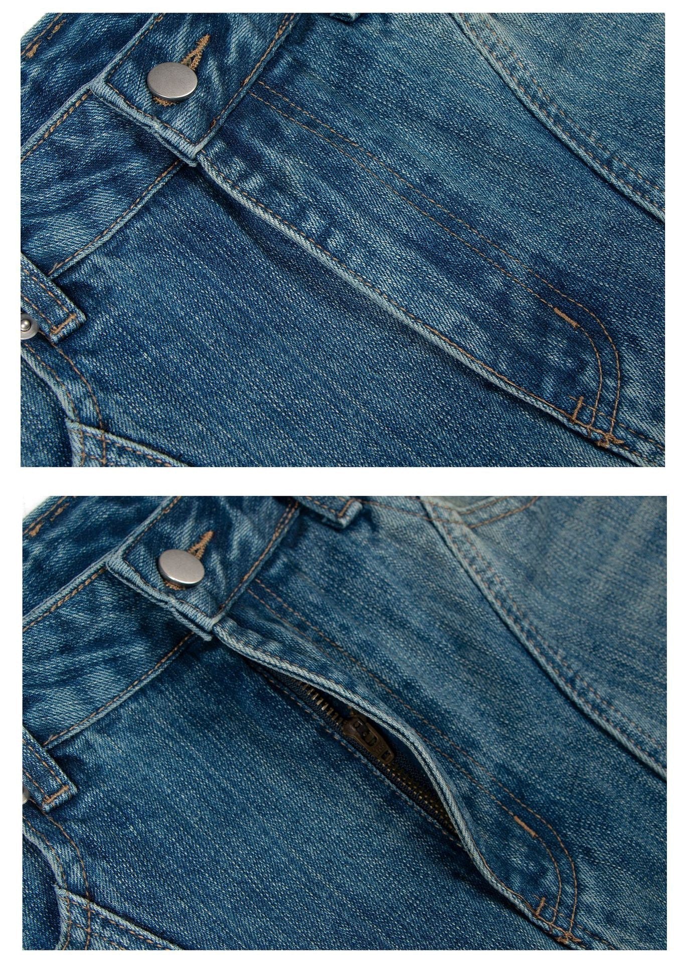 STARRVAINT Washed Wide-Leg Denim Pants