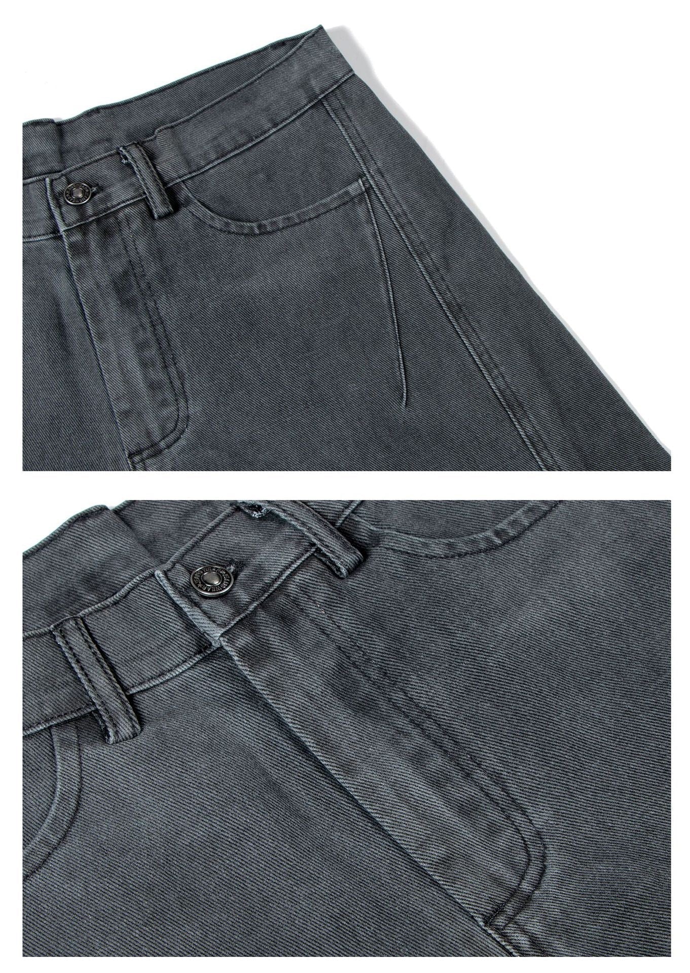 STARRVAINT Washed Wide-Leg Cotton Denim Pants