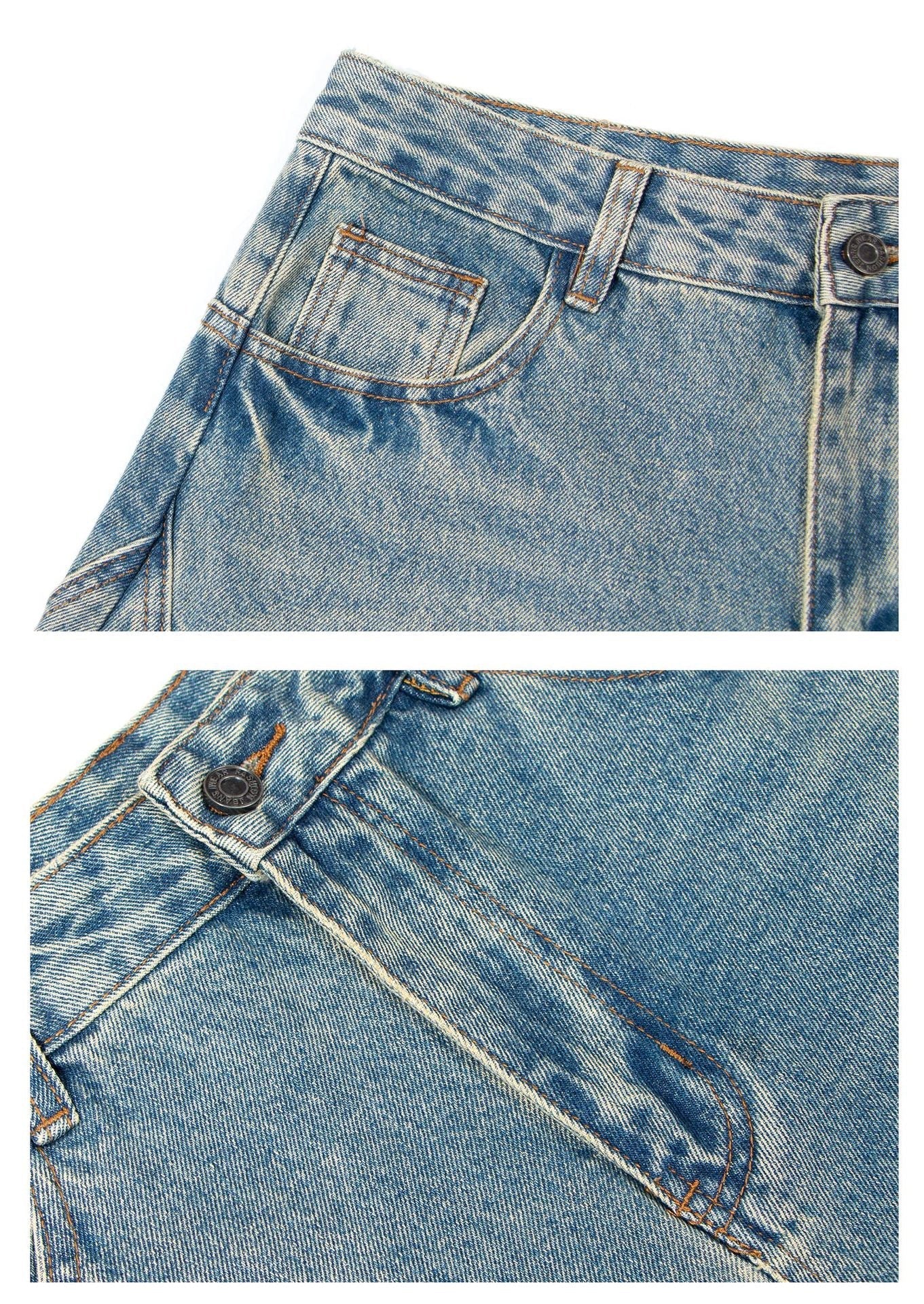 STARRVAINT Washed Wide-Leg Denim Pants