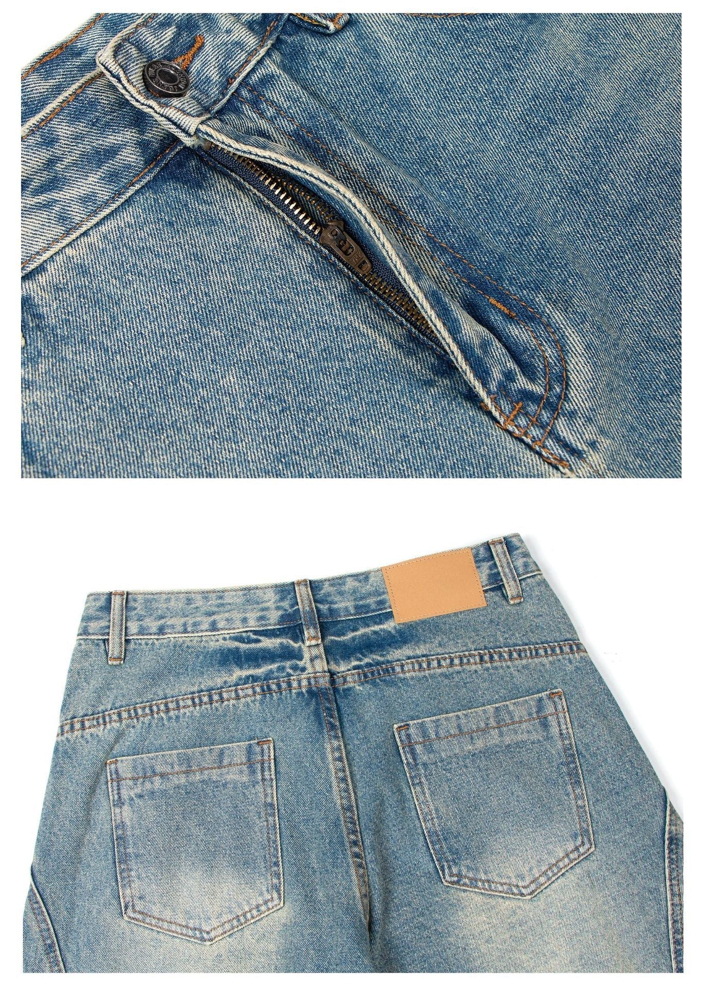 STARRVAINT Washed Wide-Leg Denim Pants