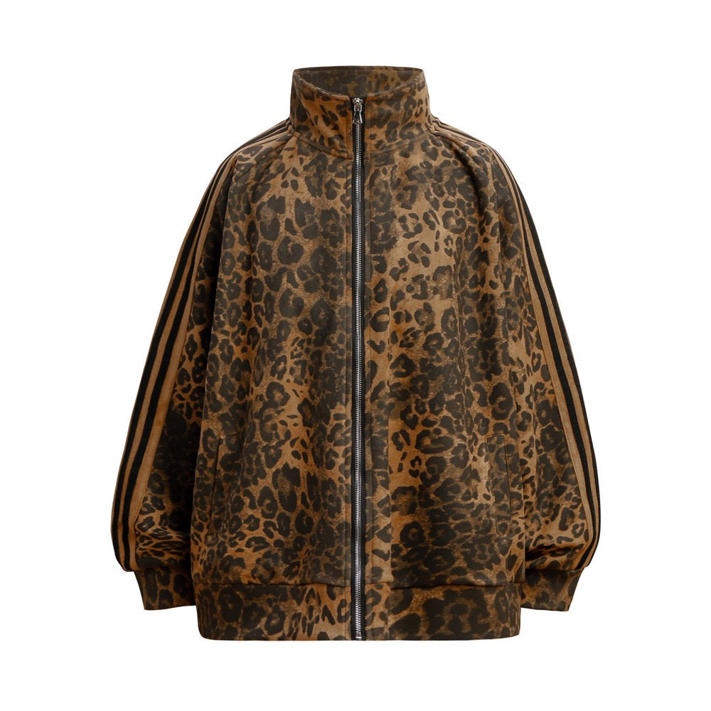 STARRVAINT Leopard Stripe Performance Mesh Track Jacket