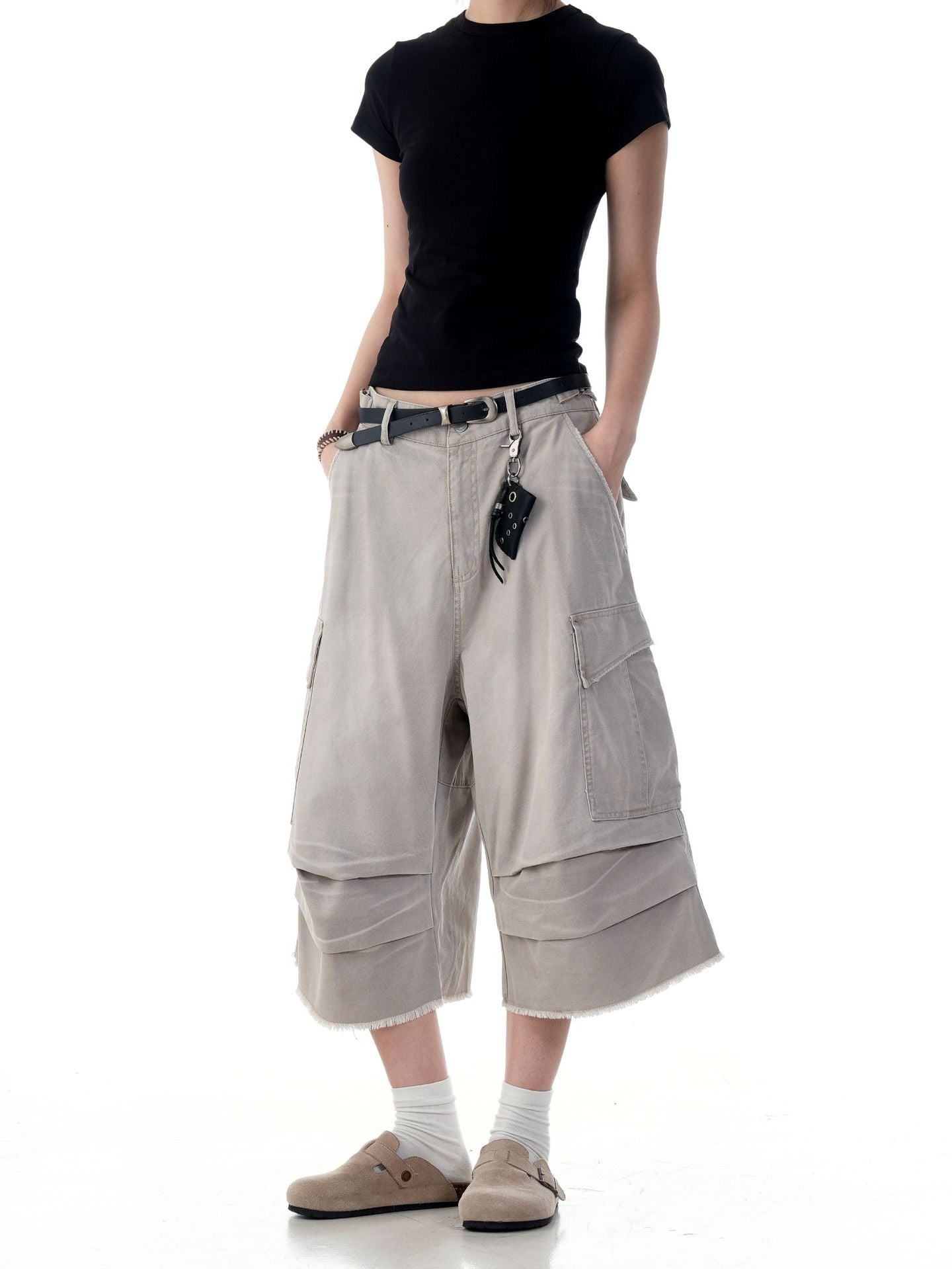 STARRVAINT Washed Layer-Panel Cargo Shorts