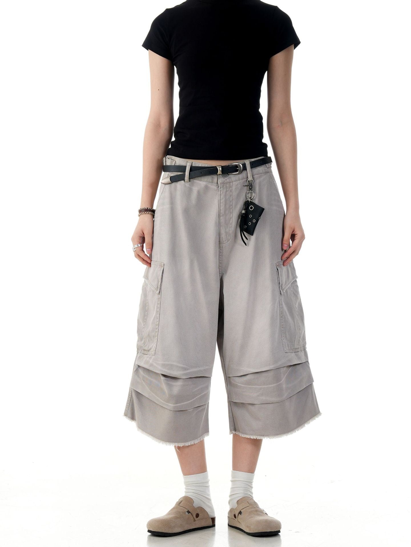 STARRVAINT Washed Layer-Panel Cargo Shorts