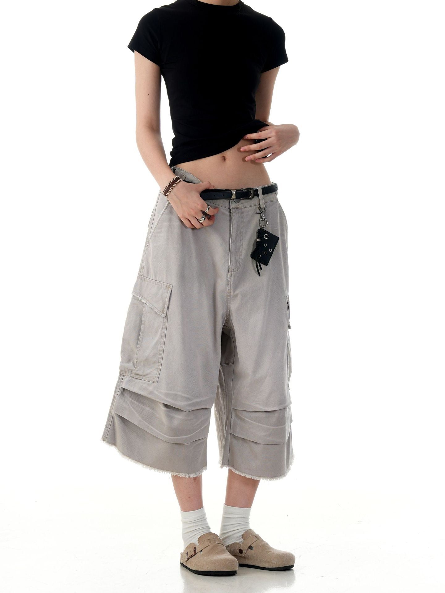 STARRVAINT Washed Layer-Panel Cargo Shorts