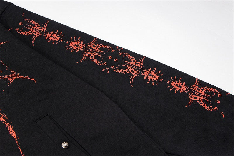 STARRVAINT Gothic Dragon Graphic Zip-Up Hoodie