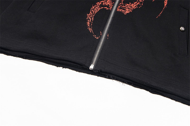 STARRVAINT Gothic Dragon Graphic Zip-Up Hoodie