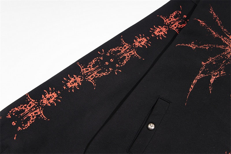 STARRVAINT Gothic Dragon Graphic Zip-Up Hoodie